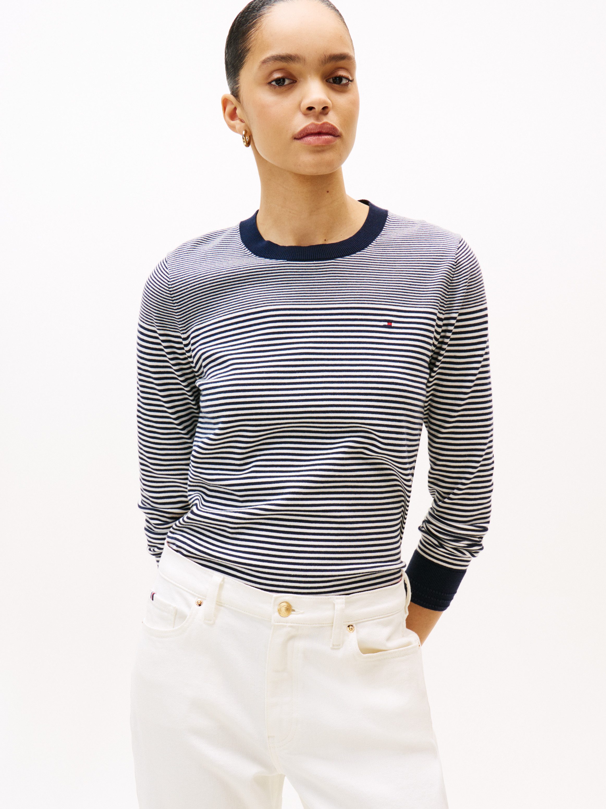 Tommy Hilfiger Rundhalspullover CO JERSEY STITCH LS C-NK SWT mit Logosticke günstig online kaufen