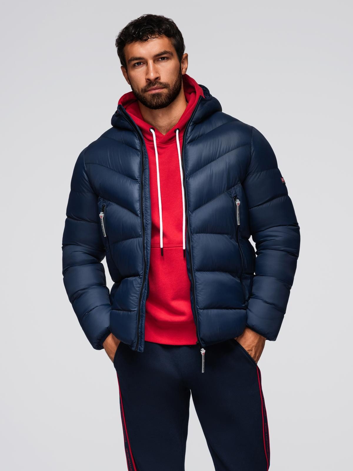 OMBRE Steppjacke Moderne Steppjacke für Herren aus kombinierten Materialien günstig online kaufen
