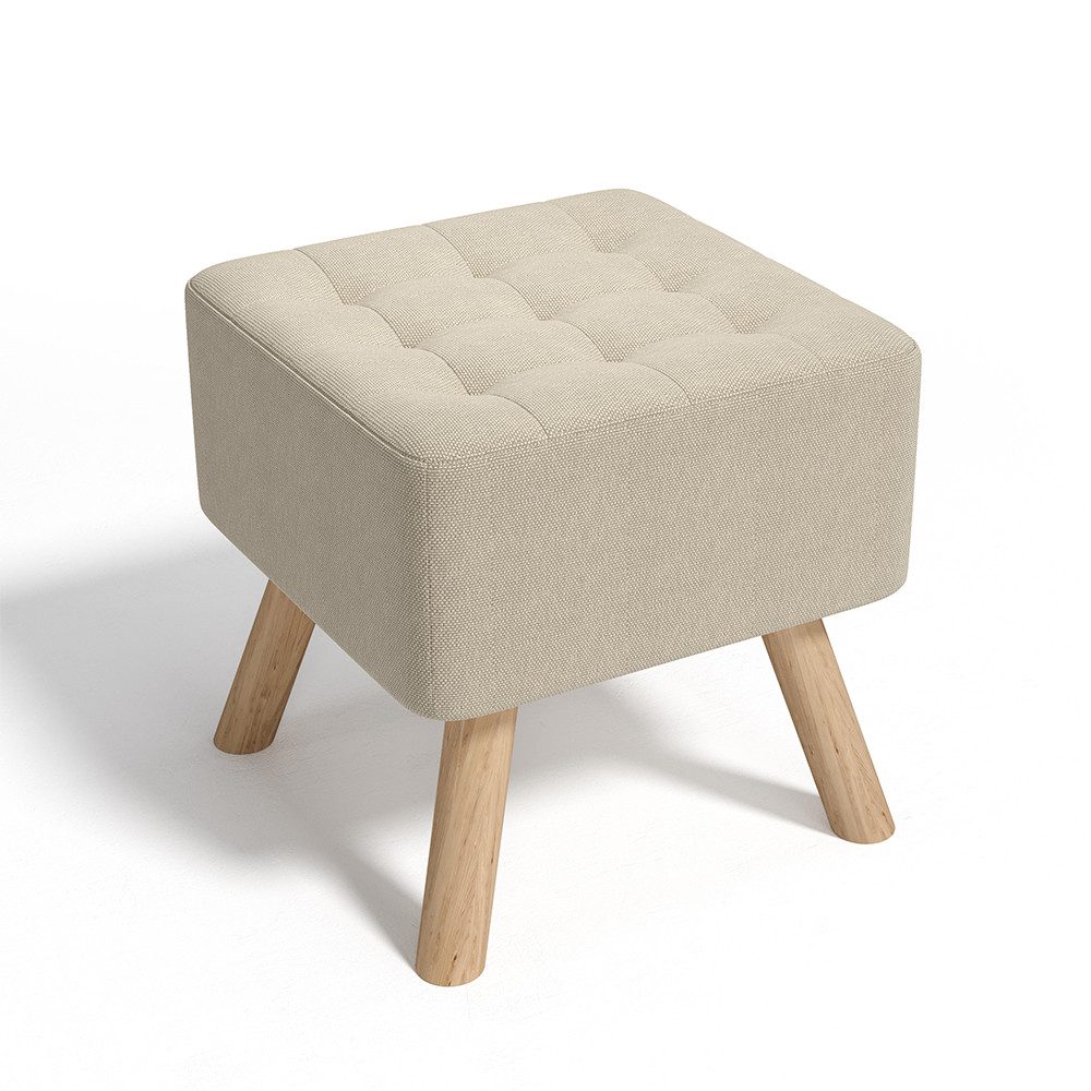 LIVINGANDHOME Sitzhocker Quadratischer Polsterhocker mit Eichenholzbeine, günstig online kaufen