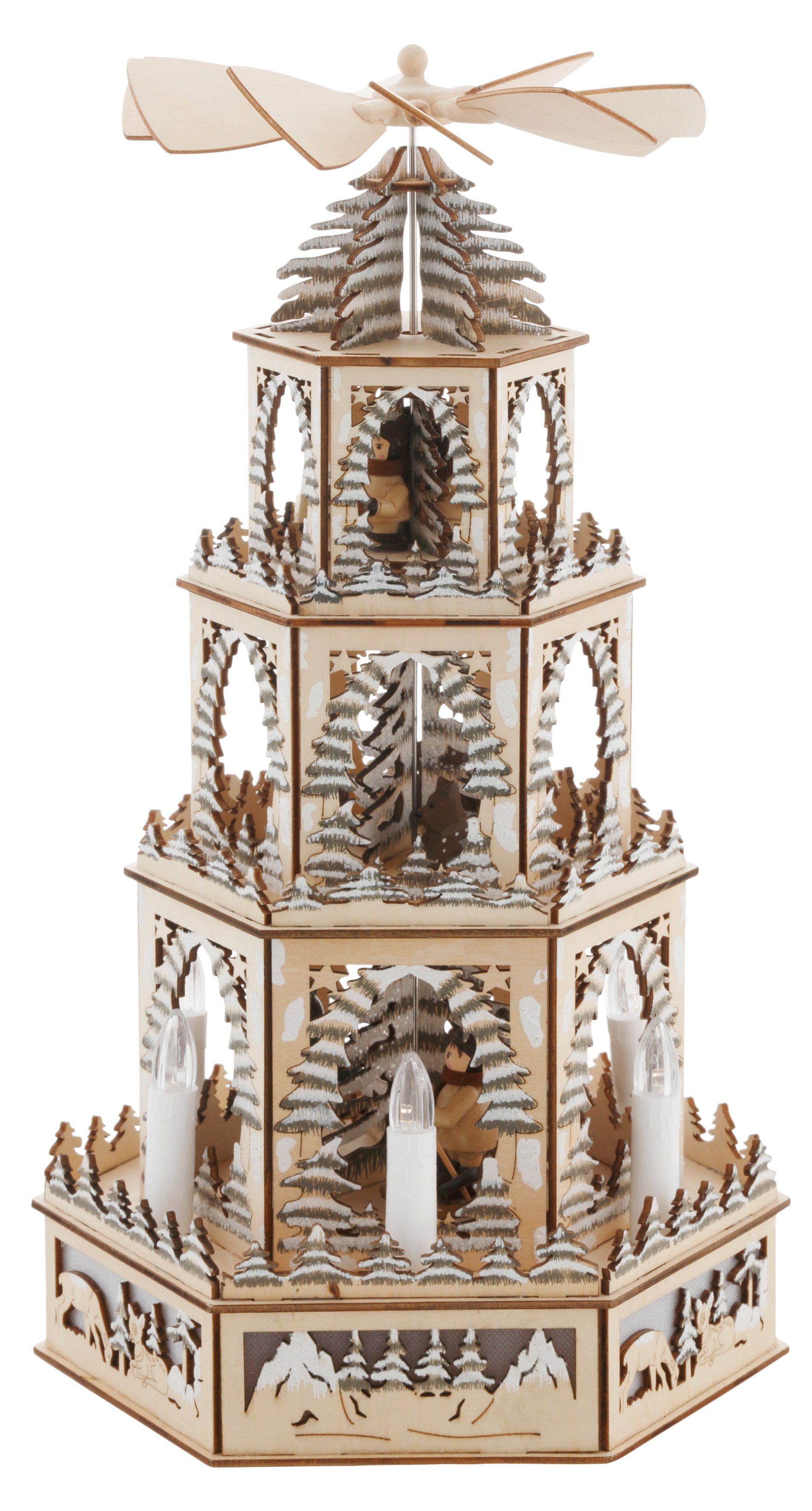 Myflair Möbel & Accessoires Weihnachtspyramide Weihnachtsdeko, mit LED Beleuchtung und beweglichen Figuren, Höhe ca. 48 cm