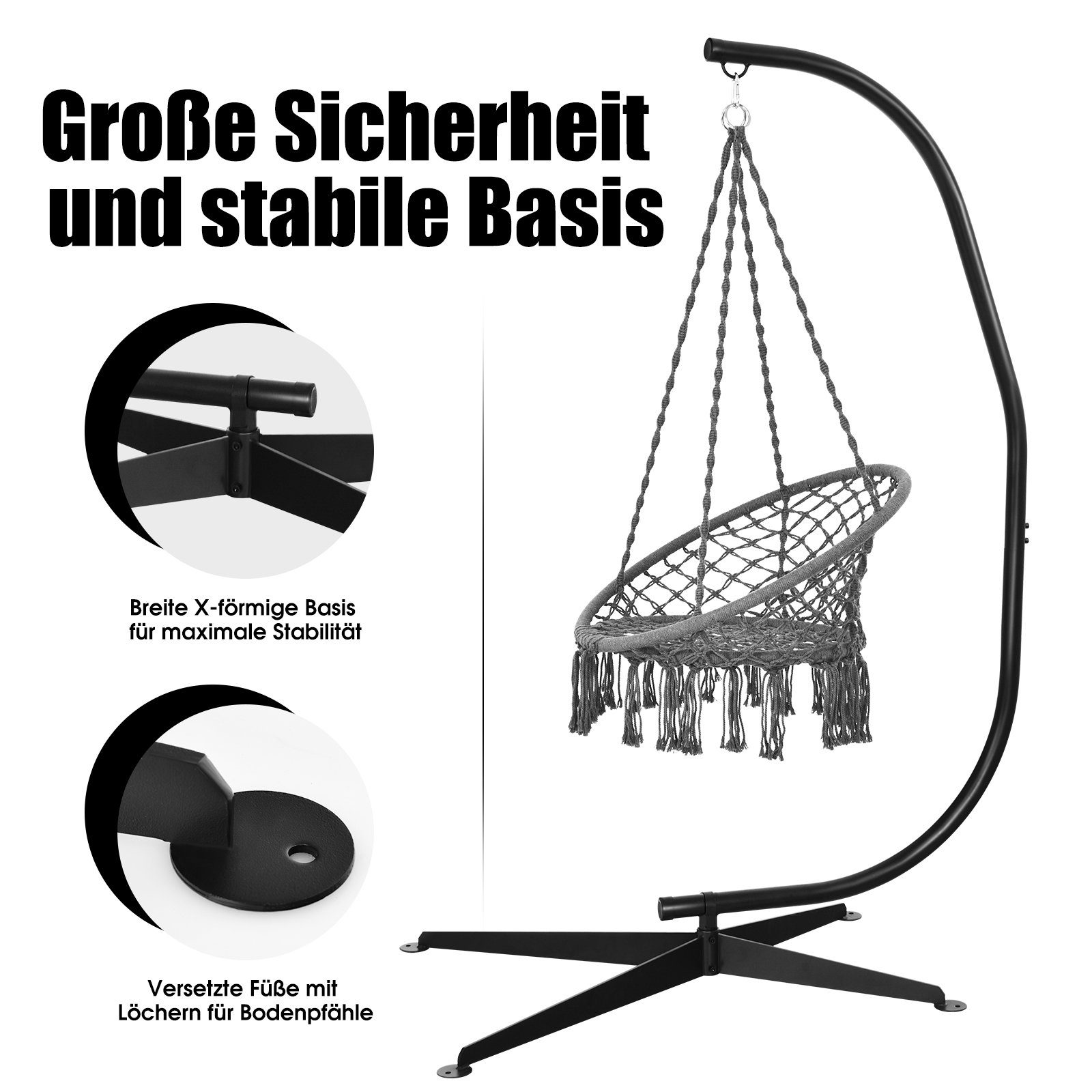COSTWAY Hängemattengestell, Metall, belastbar bis 150kg, nur Gestell