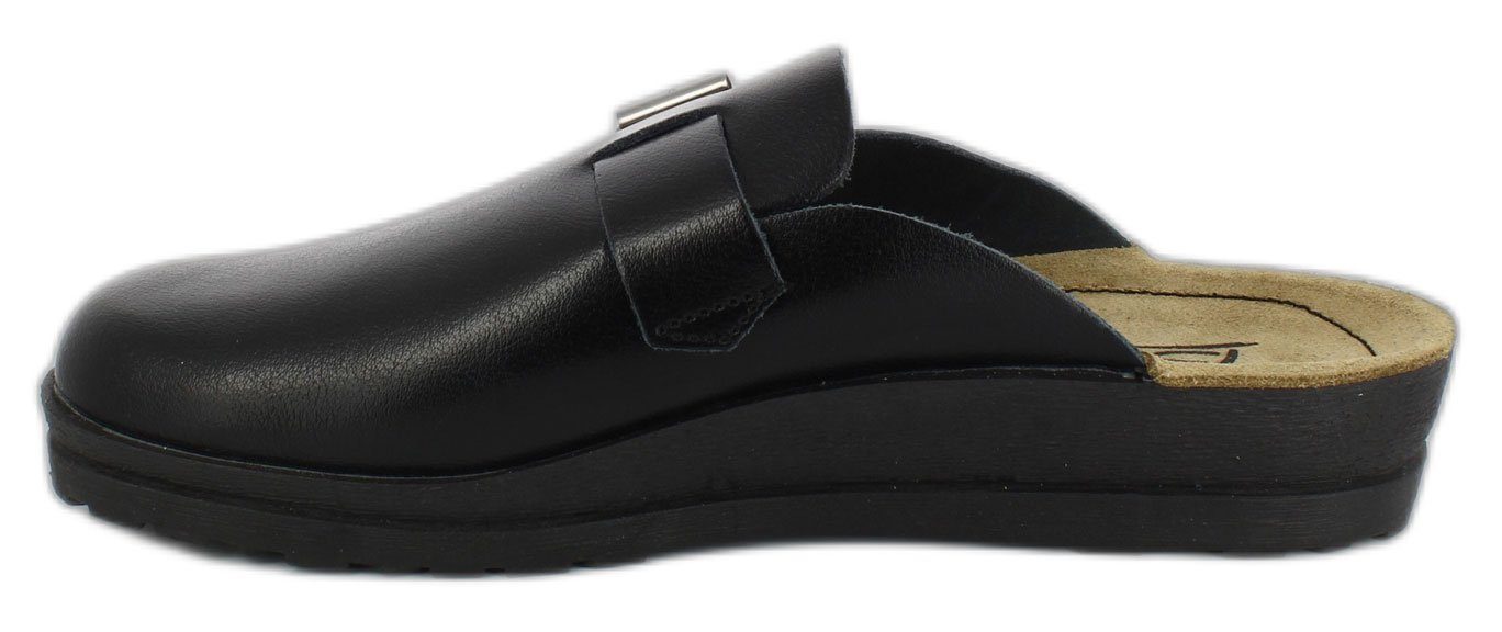 Beck Herren-Clogs Leo mit einer Schnalle Hausschuh (sehr bequeme Wohlfühl-Schuhe, für Zuhause und Draußen) Obermaterial und Decksohle aus echtem Leder