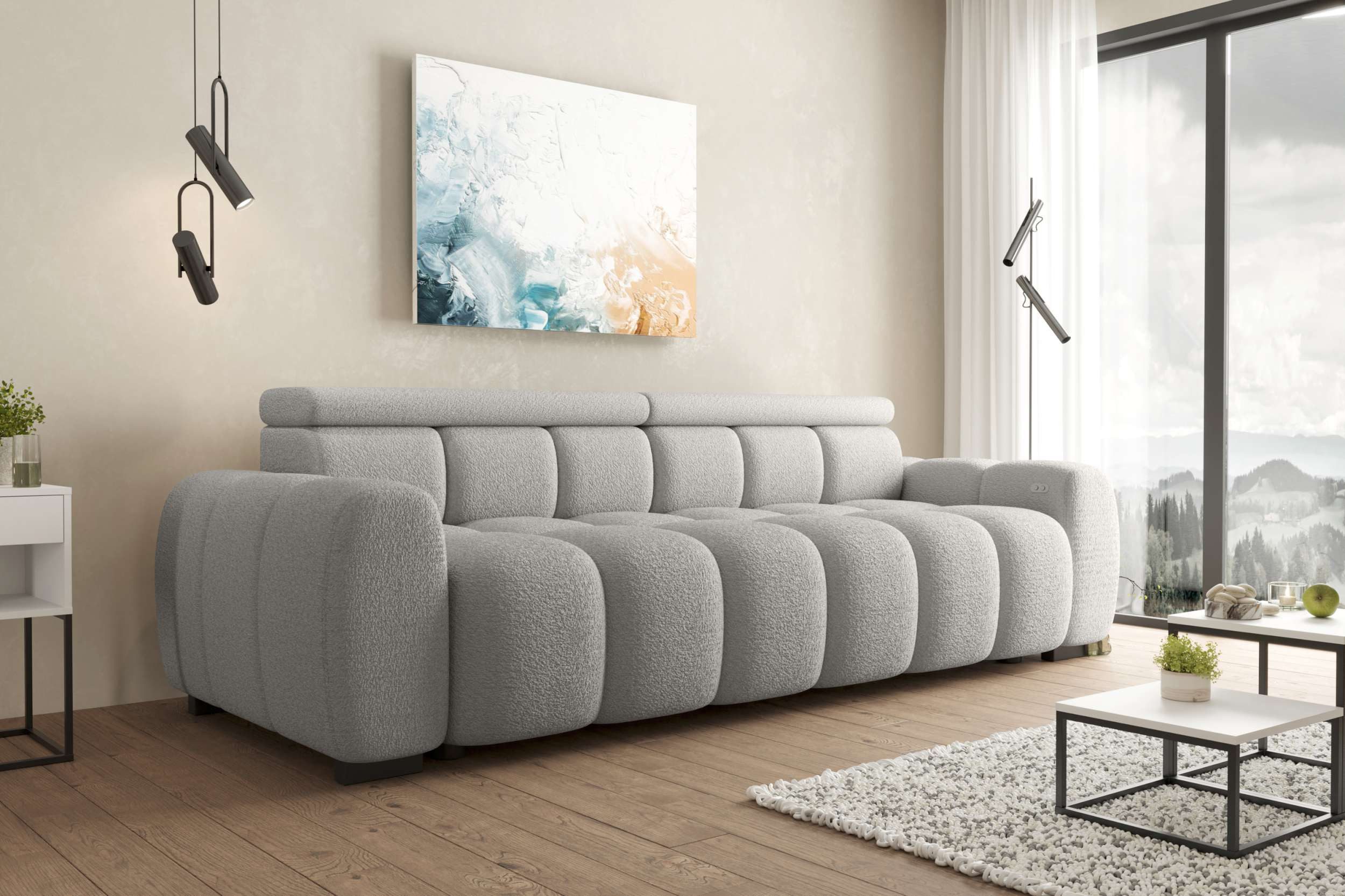 99rooms Big-Sofa Alessio, Sofa, Big-Sofa, mit elektrischer Sitztiefenverstellung, Bezug: Boucle ABRIAMO