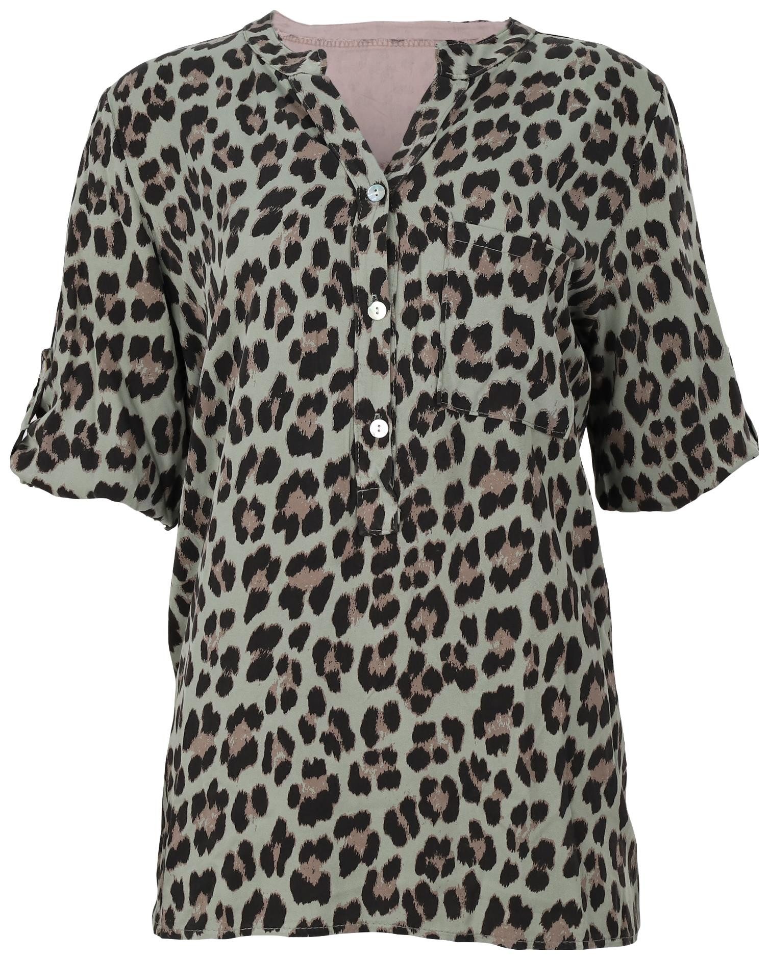 Schlupfbluse malito Damen Bluse mit Leo Muster, Tunika mit ¾ Armen, Longsleeve