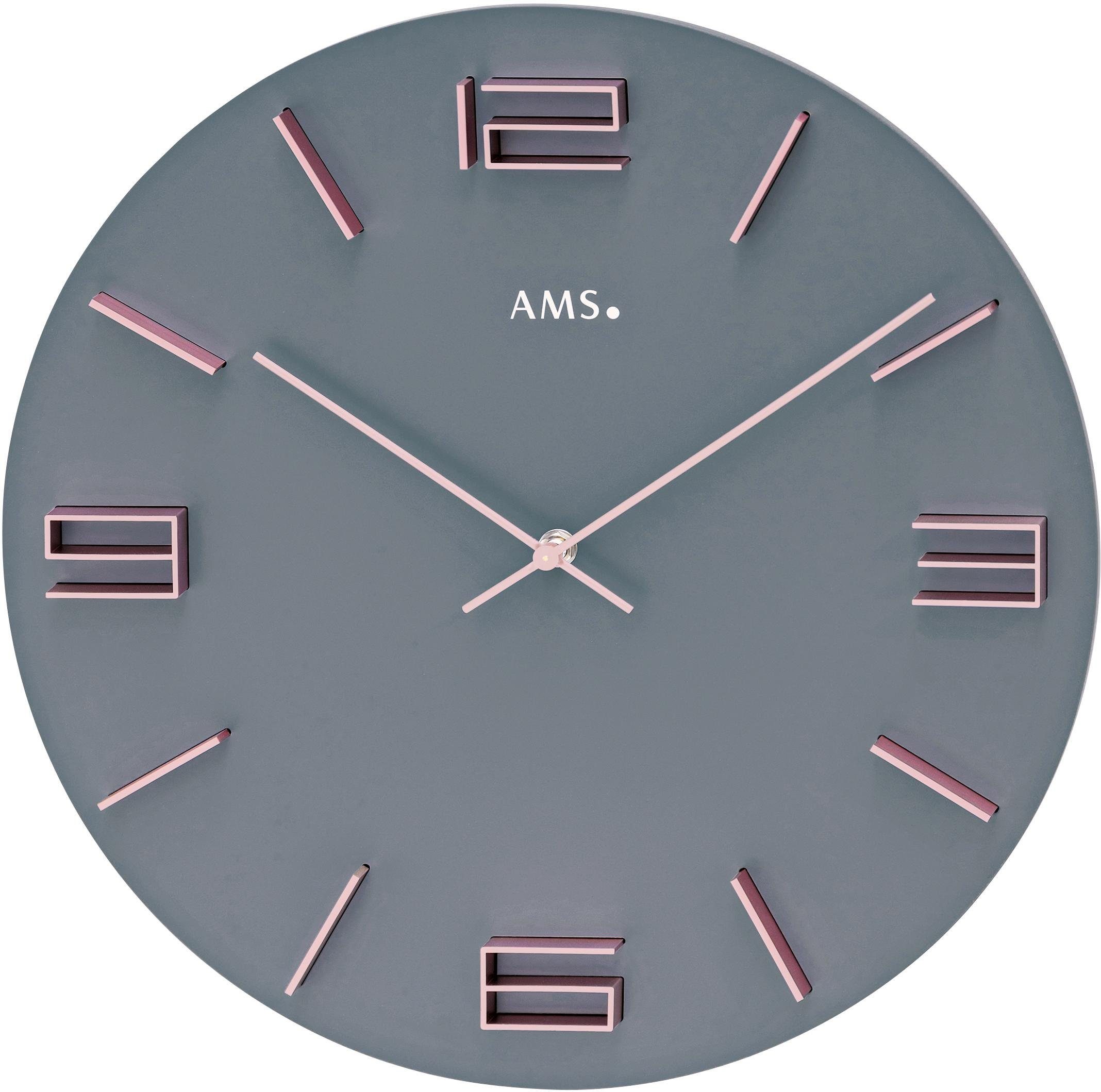 AMS Wanduhr W9590 (Quarzuhr,Holz,Wohnzimmer,Esszimmer,Küche,Arbeitszimmer,Büro,Flur)