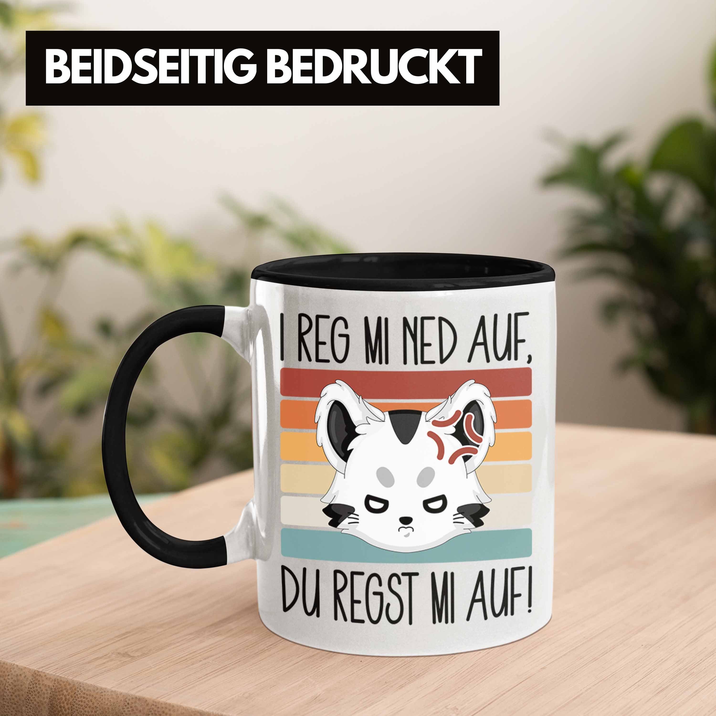 Reg Trendation Mi Auf Geschenkid Auf Mi Ned Tasse Schwarz Tasse Katzen I Du Kaffee-Becher Regst