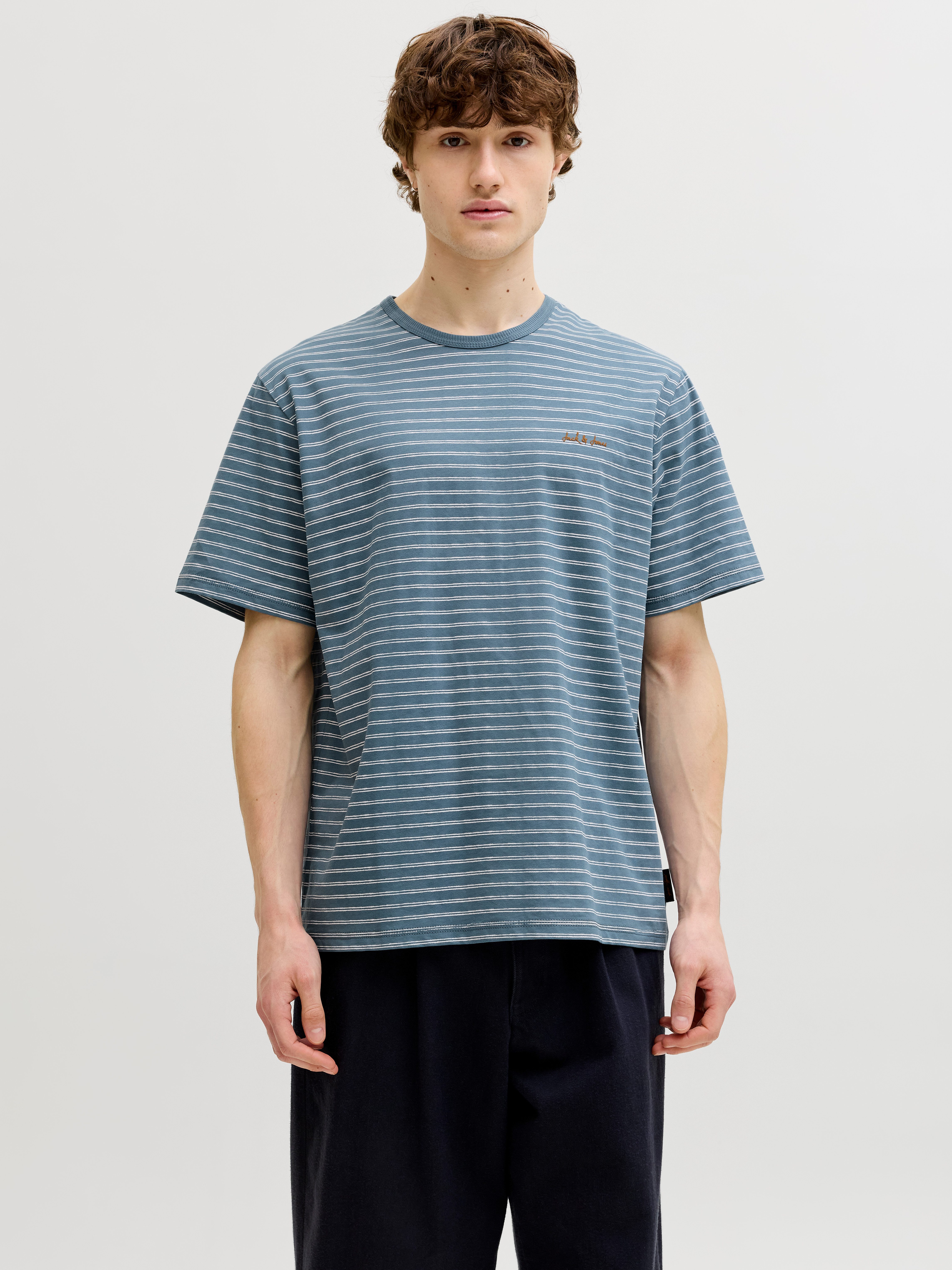 Jack & Jones Rundhalsshirt JJDEVIN DAYTONA STRIPED TEE SS CREW NECK Baumwollmischung, relaxed fit