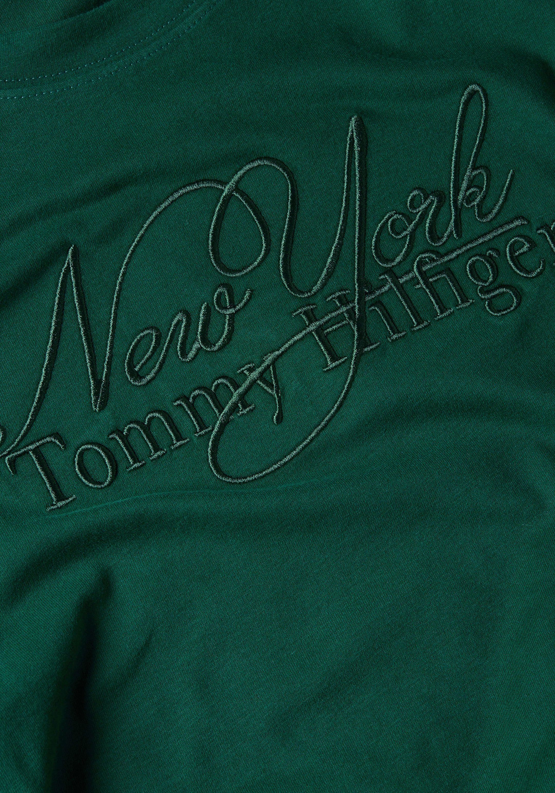 Tommy CTN Prep-Green C-NK Hilfiger Hilfiger T-Shirt REG NY mit Markenlabel SS Tommy BRUSHED