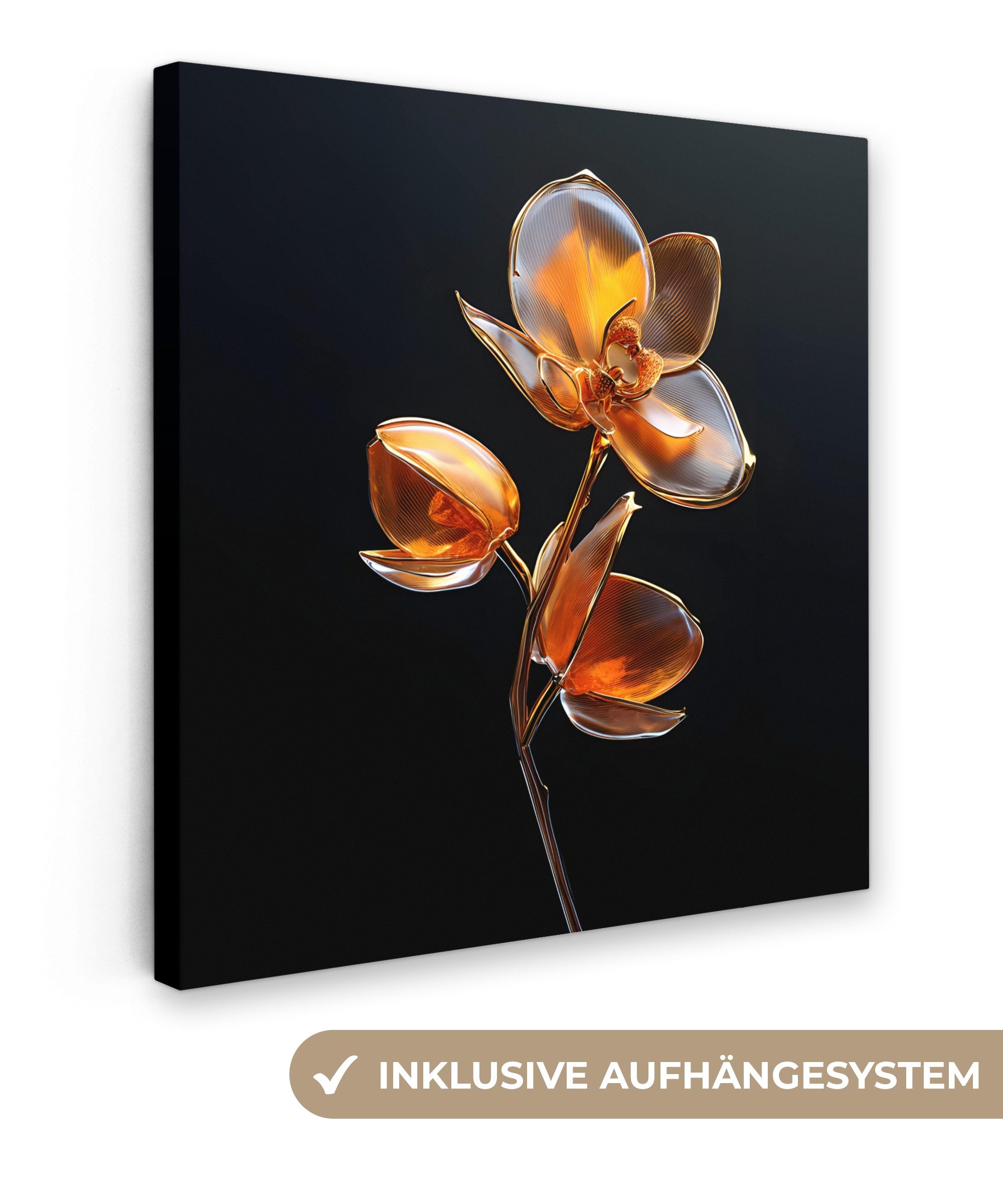 Leinwandbild Blume - Orchidee - Orange