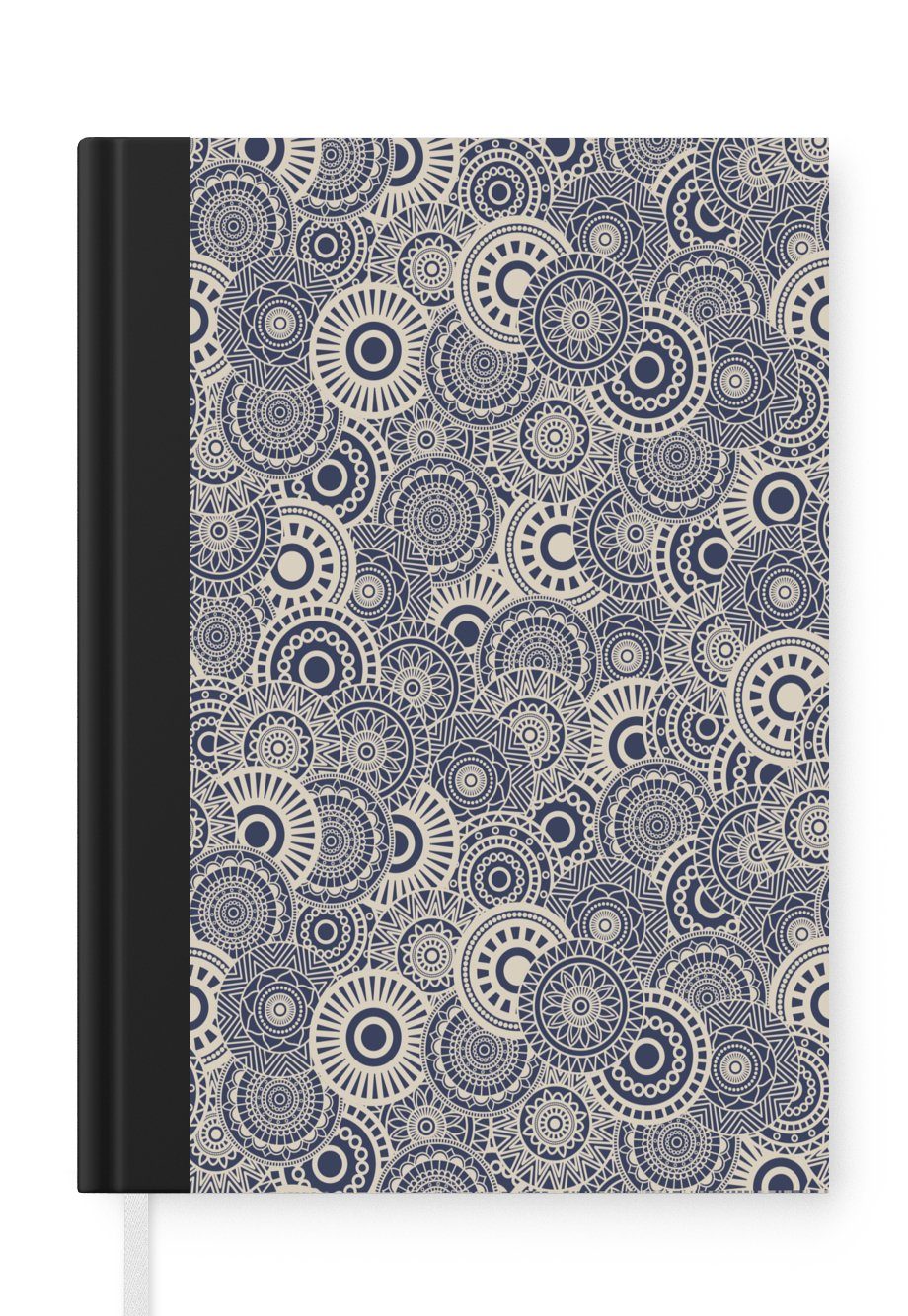 MuchoWow Notizbuch Mandala - Blau - Muster, Journal, Merkzettel, Tagebuch, Notizheft, A5, 98 Seiten, Haushaltsbuch