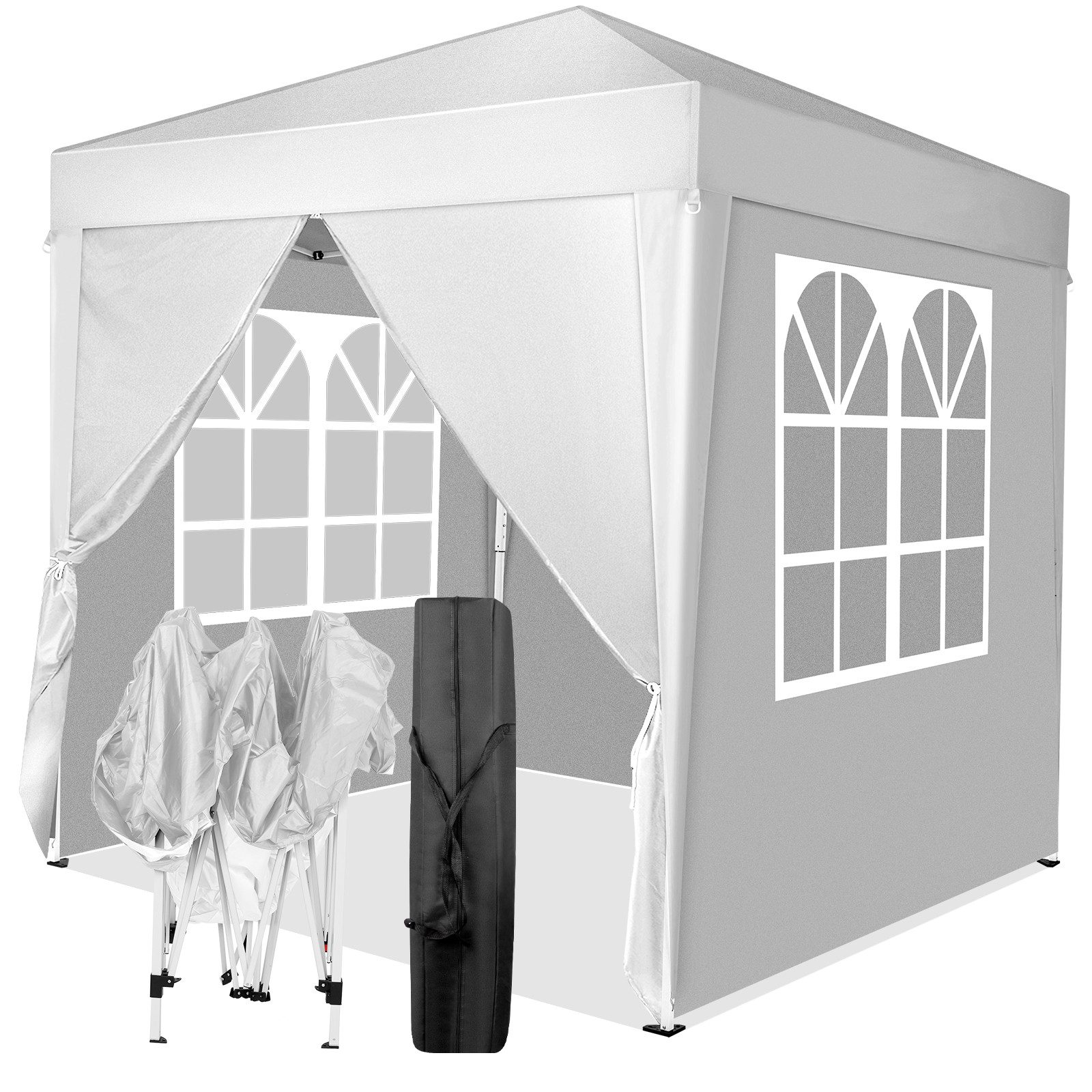 LALAHO Faltpavillon Partyzelt Pop Up Pavillon 2x2m,mit 4 Seitenwänden Gartenpavillon, mit 4 Seitenteilen, höhenverstellbar,mit Tragetasche,für Garten Festival, UV Schutz 50+