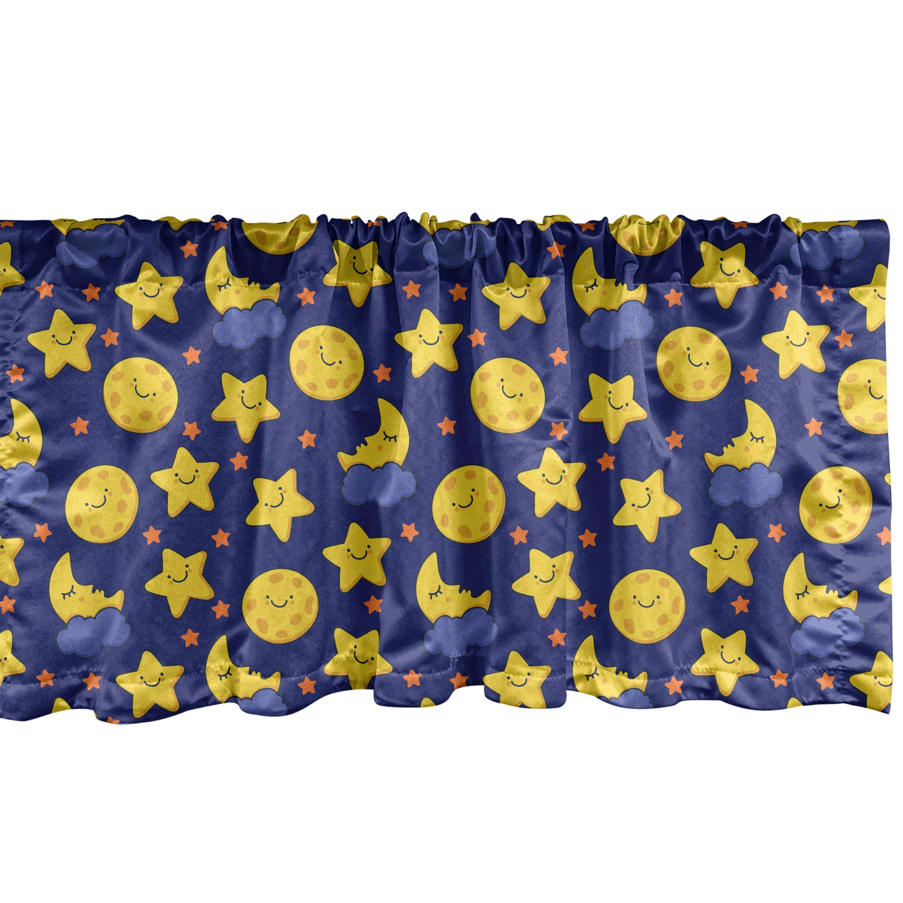 Scheibengardine Vorhang Volant für Küche Schlafzimmer Dekor mit Stangentasche, Abakuhaus, Microfaser, Baby Sleeping Moon at Night Time