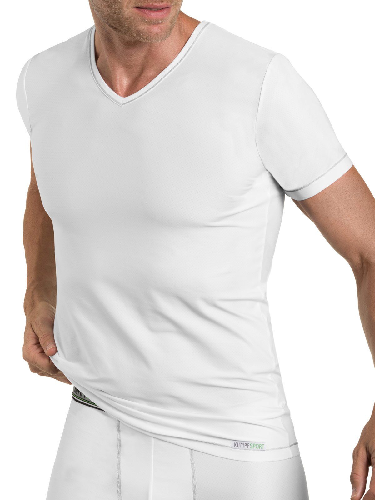 KUMPF Unterziehshirt Herren T-Shirt 1/2 Tactel 1-St) Materialmix (Stück, Arm Sportwäsche weiss
