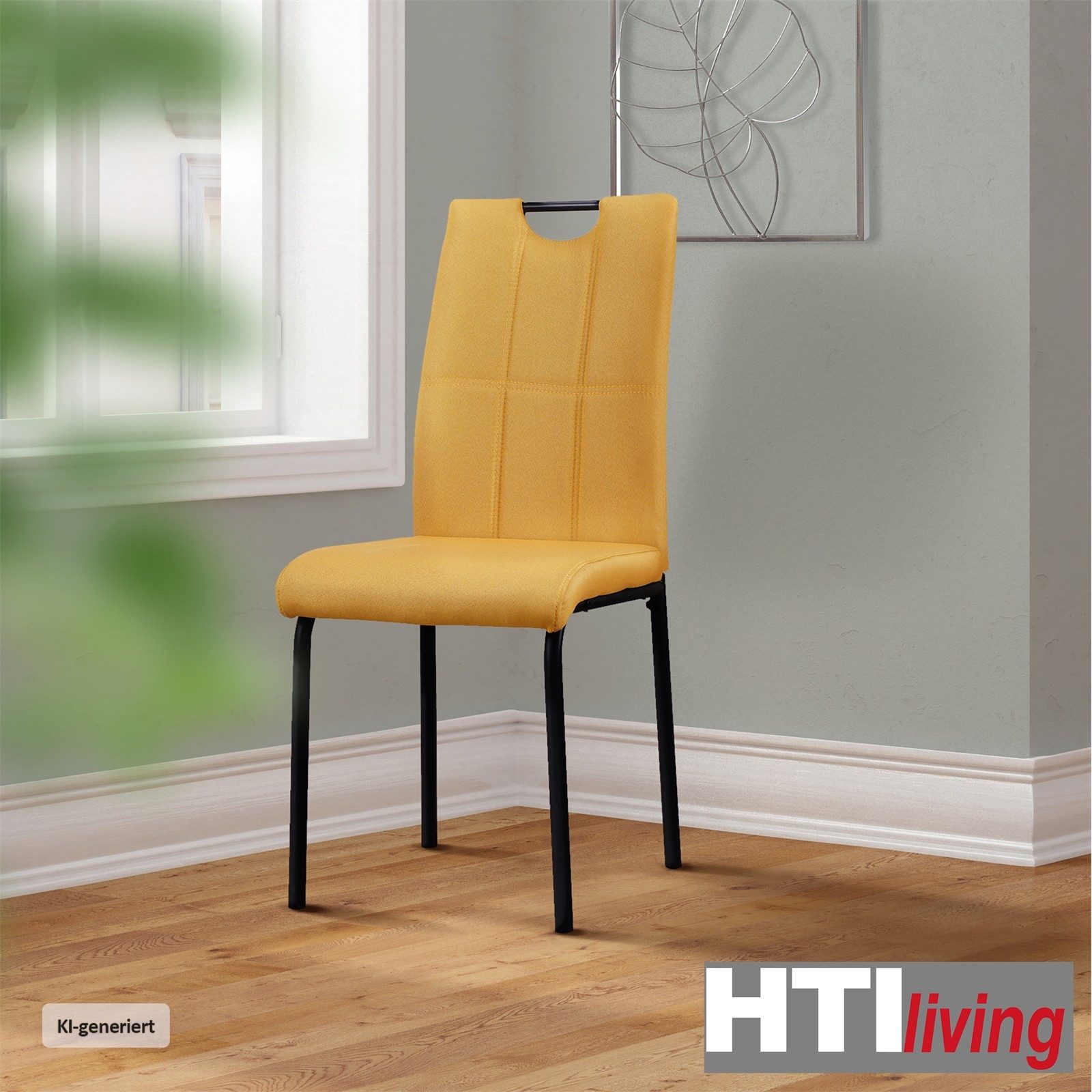 HTI-Living Polsterstuhl Esszimmerstuhl Denton Webstoff Gelb 4er-Set (Set, 4 St), Polsterstuhl