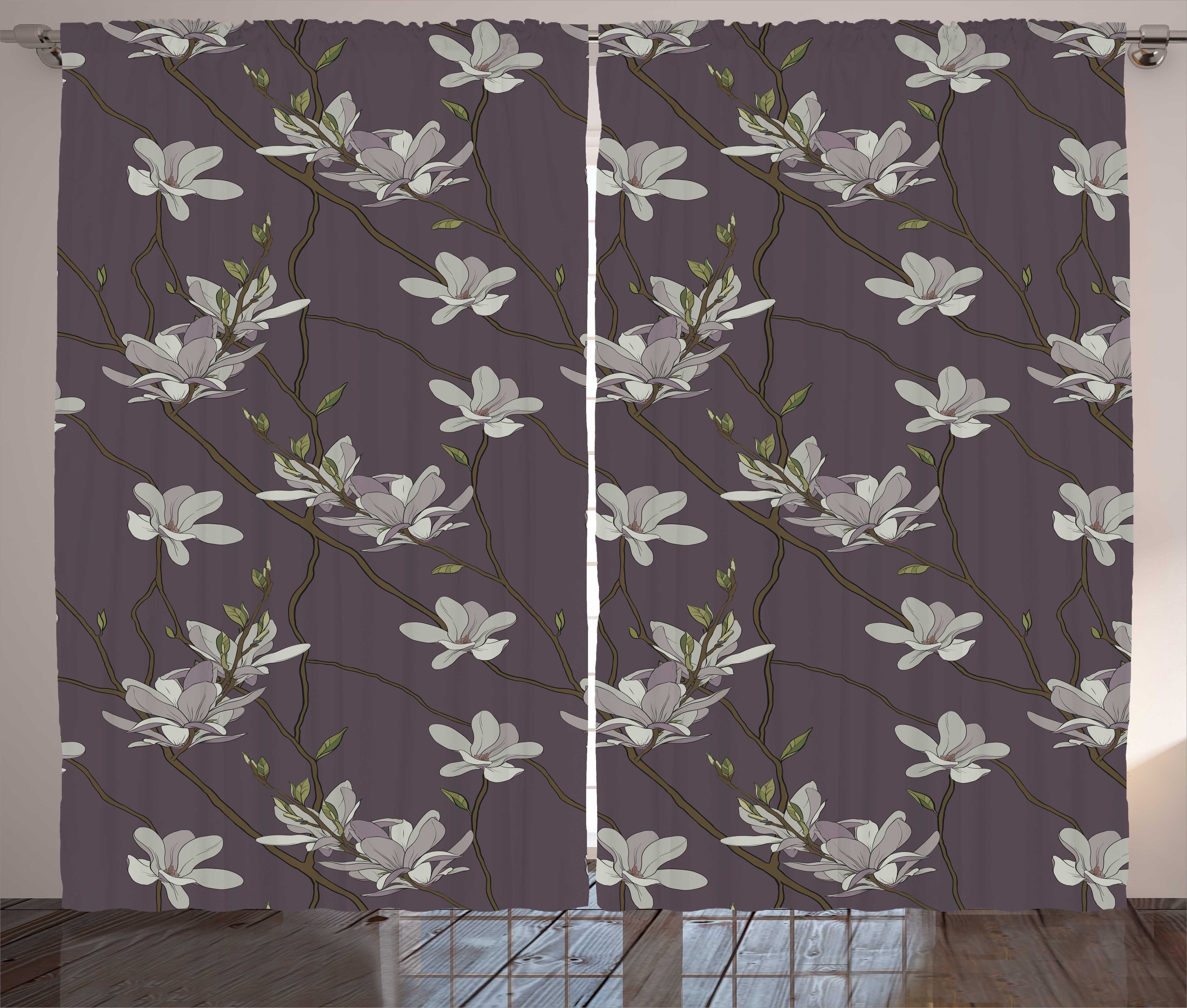 Blühender Vorhang Abakuhaus, und Magnolie mit Frühling Haken, Kräuselband Schlafzimmer Schlaufen blühen Gardine