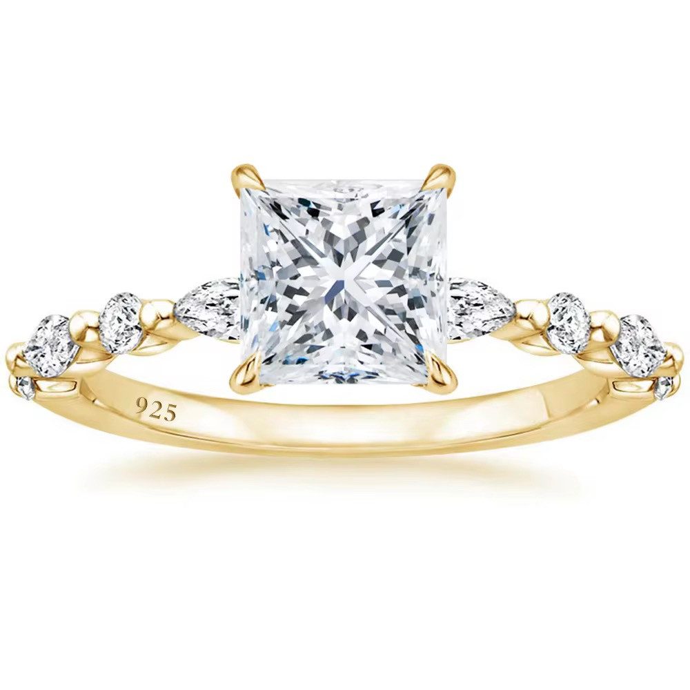 Silberring Eleganter Moissanit Damen Ring 925 Sterling Silber Gold Roségold