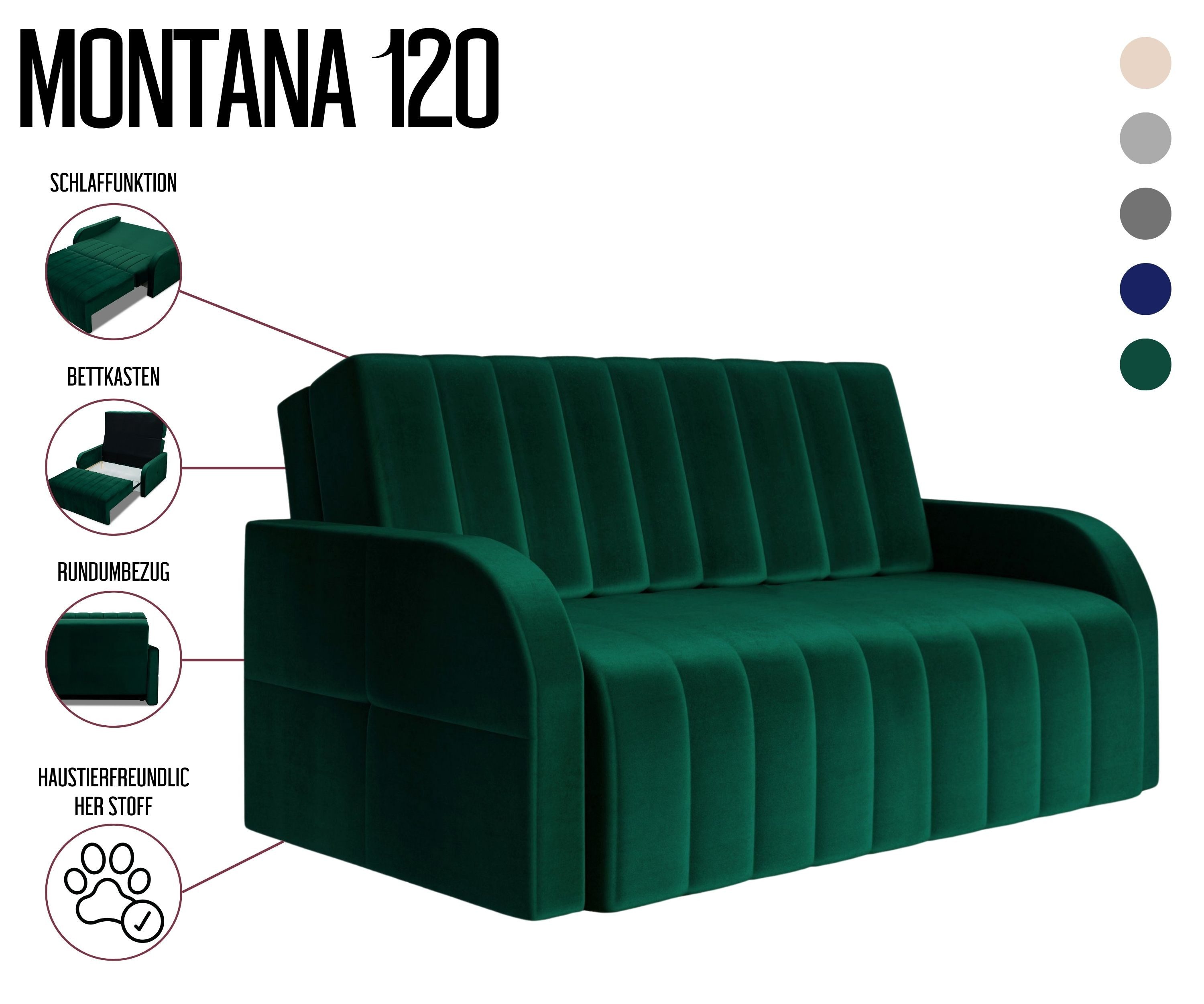 MOEBLO Kindersofa aus Samt MONTANA 120, günstig online kaufen