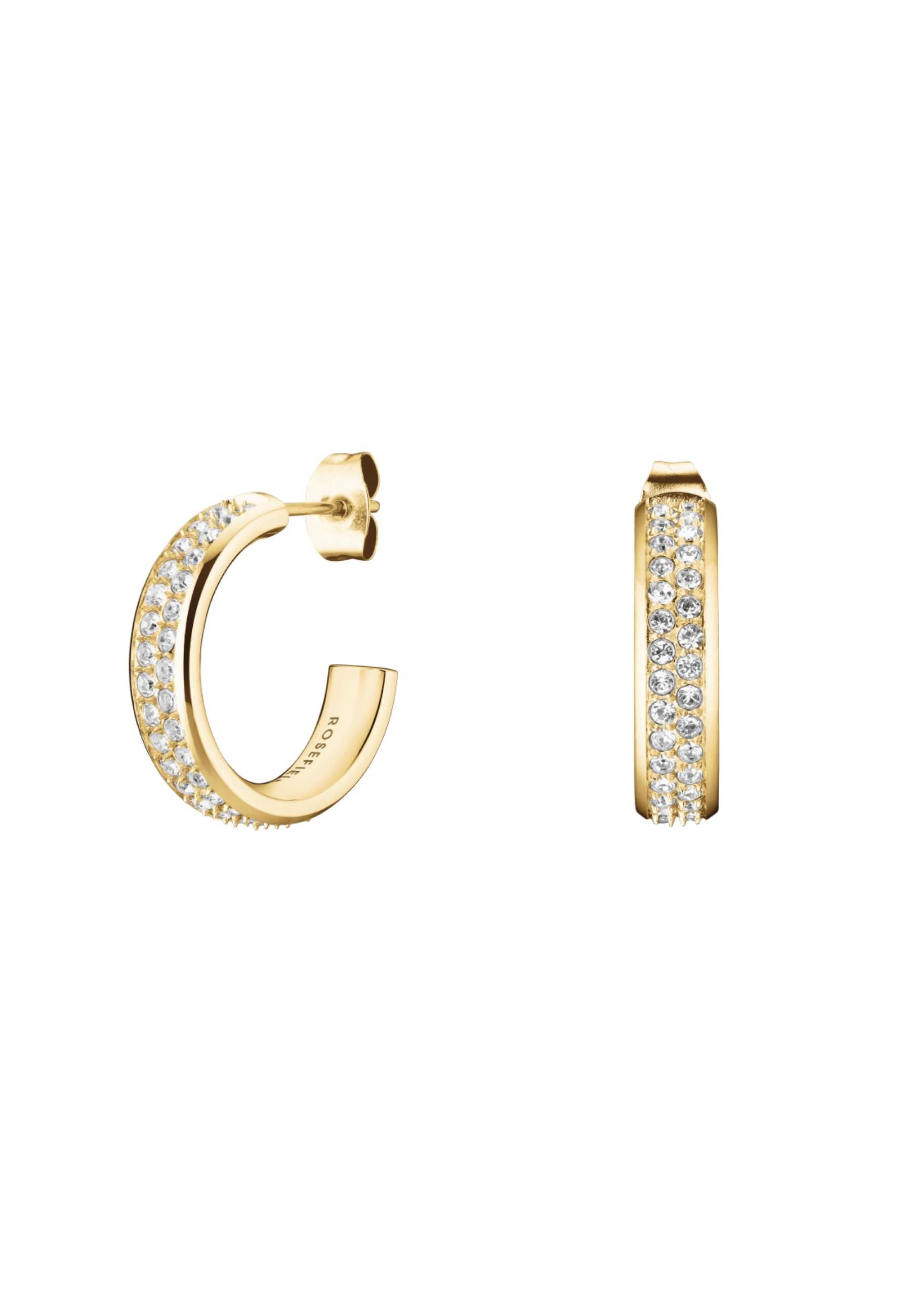 ROSEFIELD Ohrring-Set ROSEFIELD Crystal Hoops Kristall-Creolen Goldfarben
