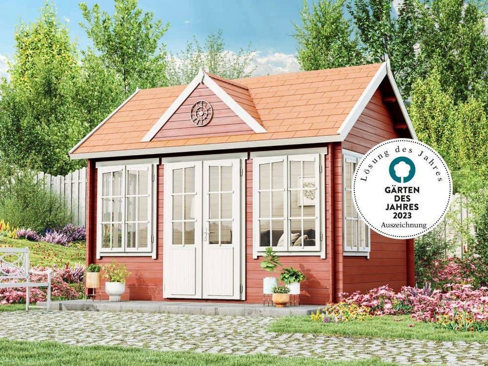 Alpholz Gartenhaus »Gartenhaus Modell CLOCKHOUSE ®-28«, BxT: 440,00×340,00 cm