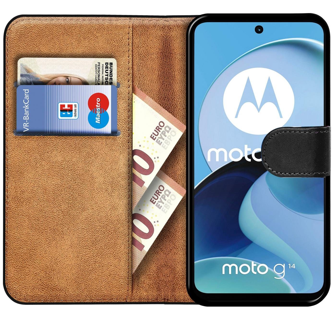 CoolGadget Handyhülle Book Case Handy Tasche für Motorola Moto G14 6,5 Zoll, Hülle Klapphülle Flip Cover für Motorola Moto G14 Schutzhülle stoßfest