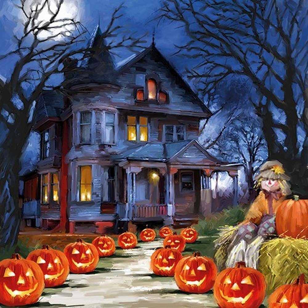 Ambiente Luxury Paper Products Papierserviette 20 Servietten Spooky House 33x33cm, (20 St)