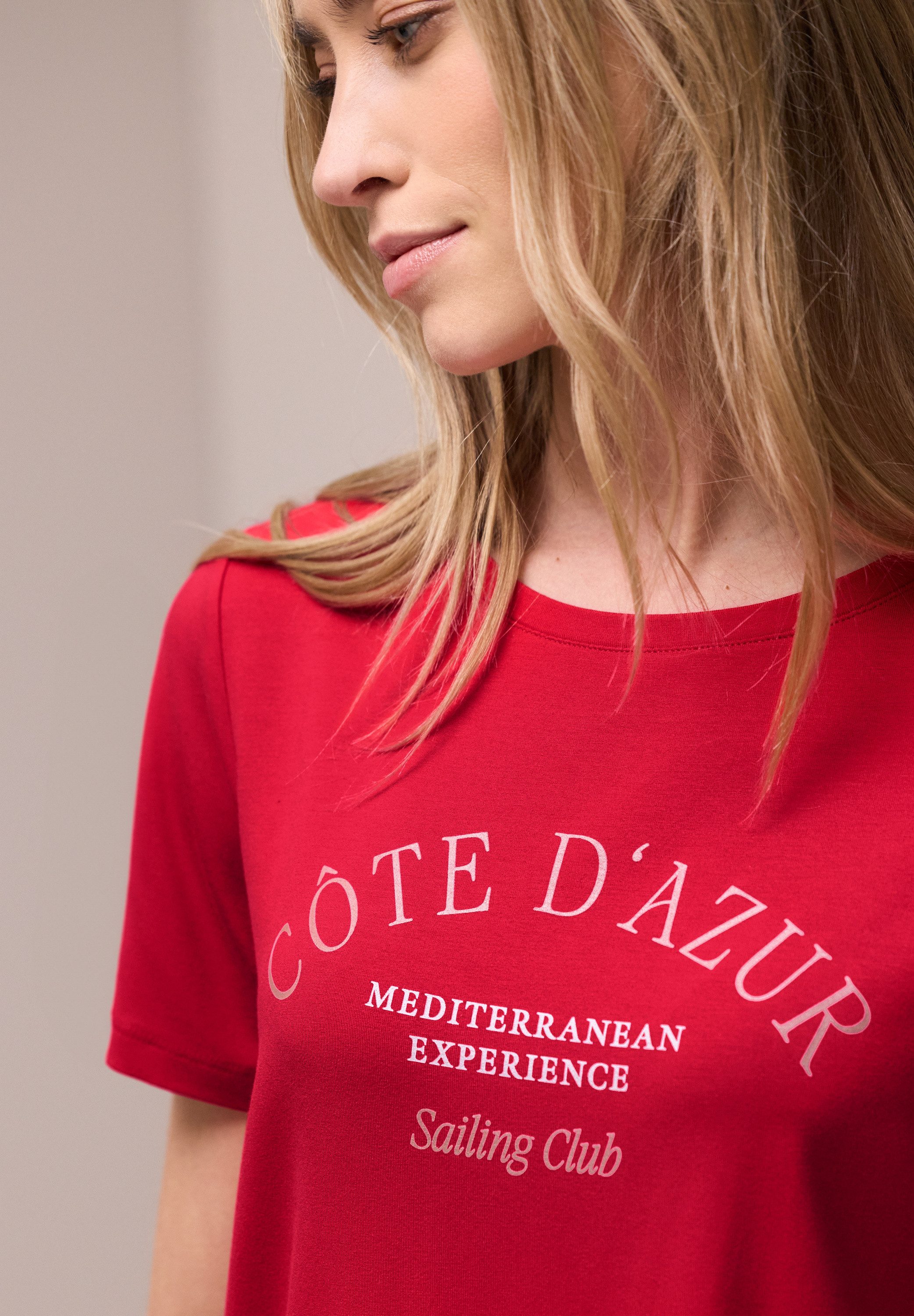 STREET ONE Rundhalsshirt Sommershirt mit Wording-Print