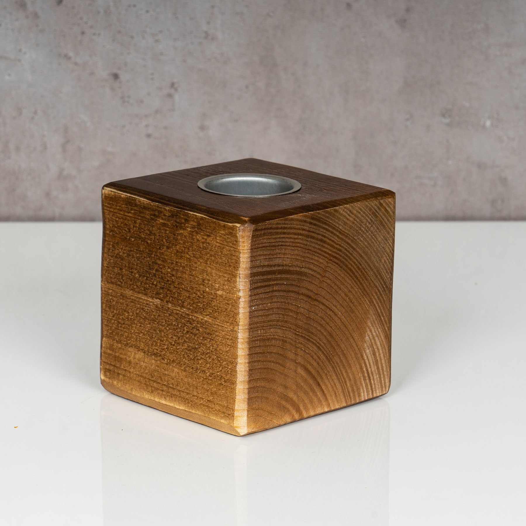 Levandeo® Teelichthalter, levandeo Teelichthalter Holz Massiv 10x10cm Nussbaum Farbig