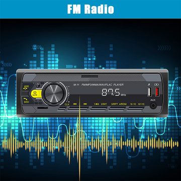 Hikity Autoradio 1Din Bluetooth Stereo MP3 Spieler SD AUX IN zwei USB Autoradio (Freisprecheinrichtung, FM)