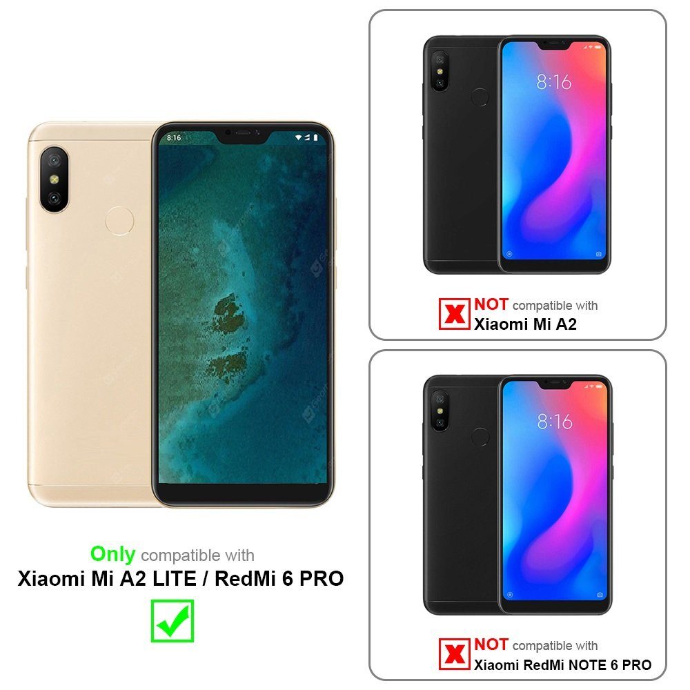 Cadorabo Handyhülle für Xiaomi Mi A2 LITE / RedMi 6 PRO Hülle Xiaomi Mi A2 LITE / RedMi 6 PRO, Hülle Schutzhülle mit Standfunktion, Kartenfach und Magnetverschluss