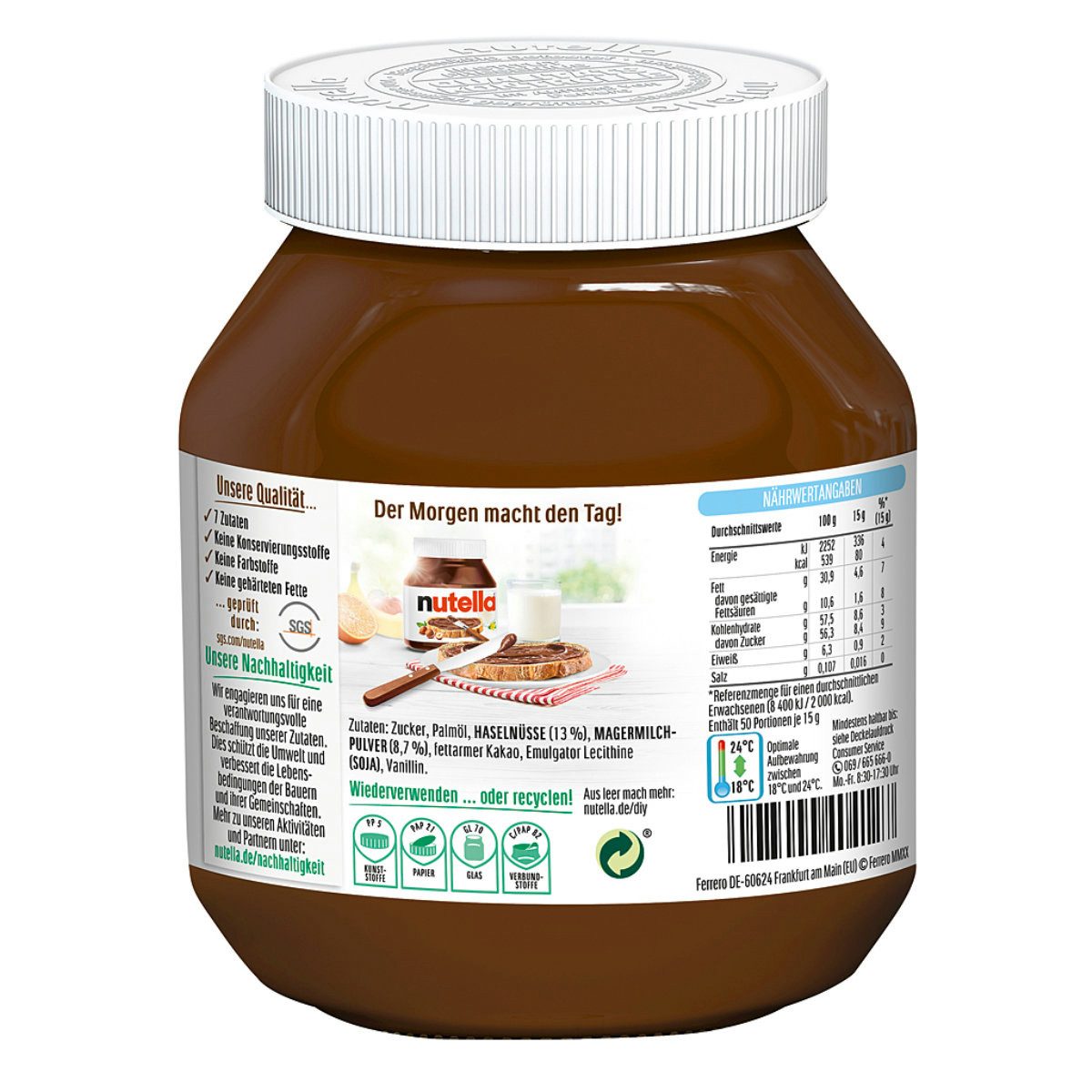 nutella Schokoaufstrich, Nutella Haselnuss Nougat Creme nussig schokoladig 450g 5er Pack