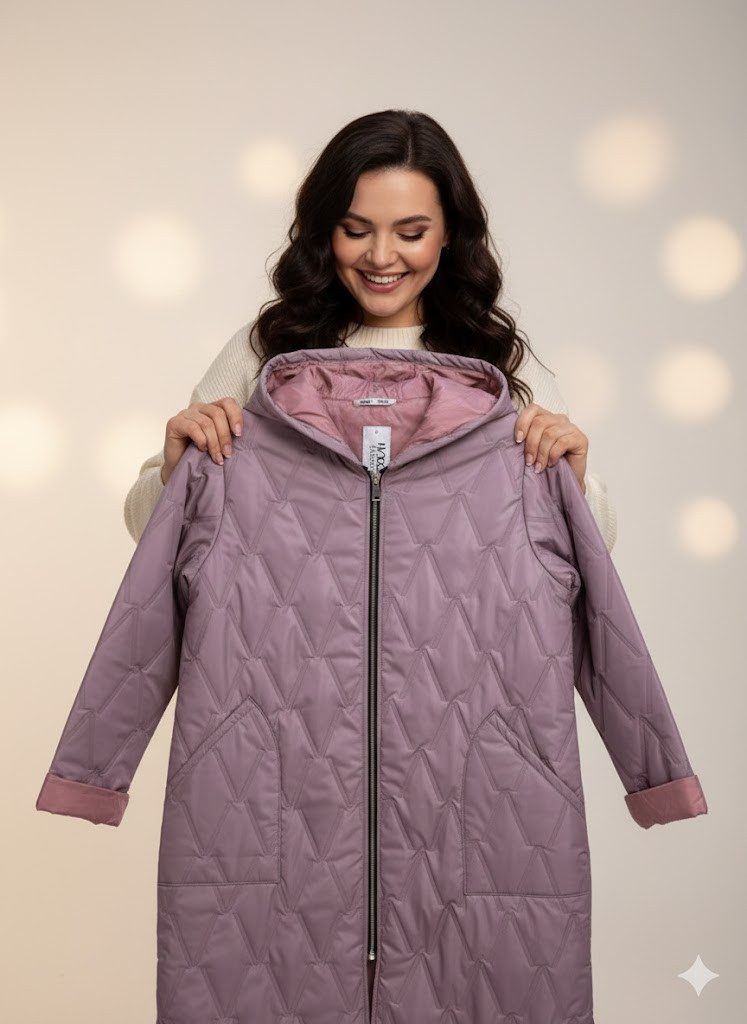 simaranda Langjacke Steppjacke lang stylischer Trenchcoat 5343 mit Kapuze