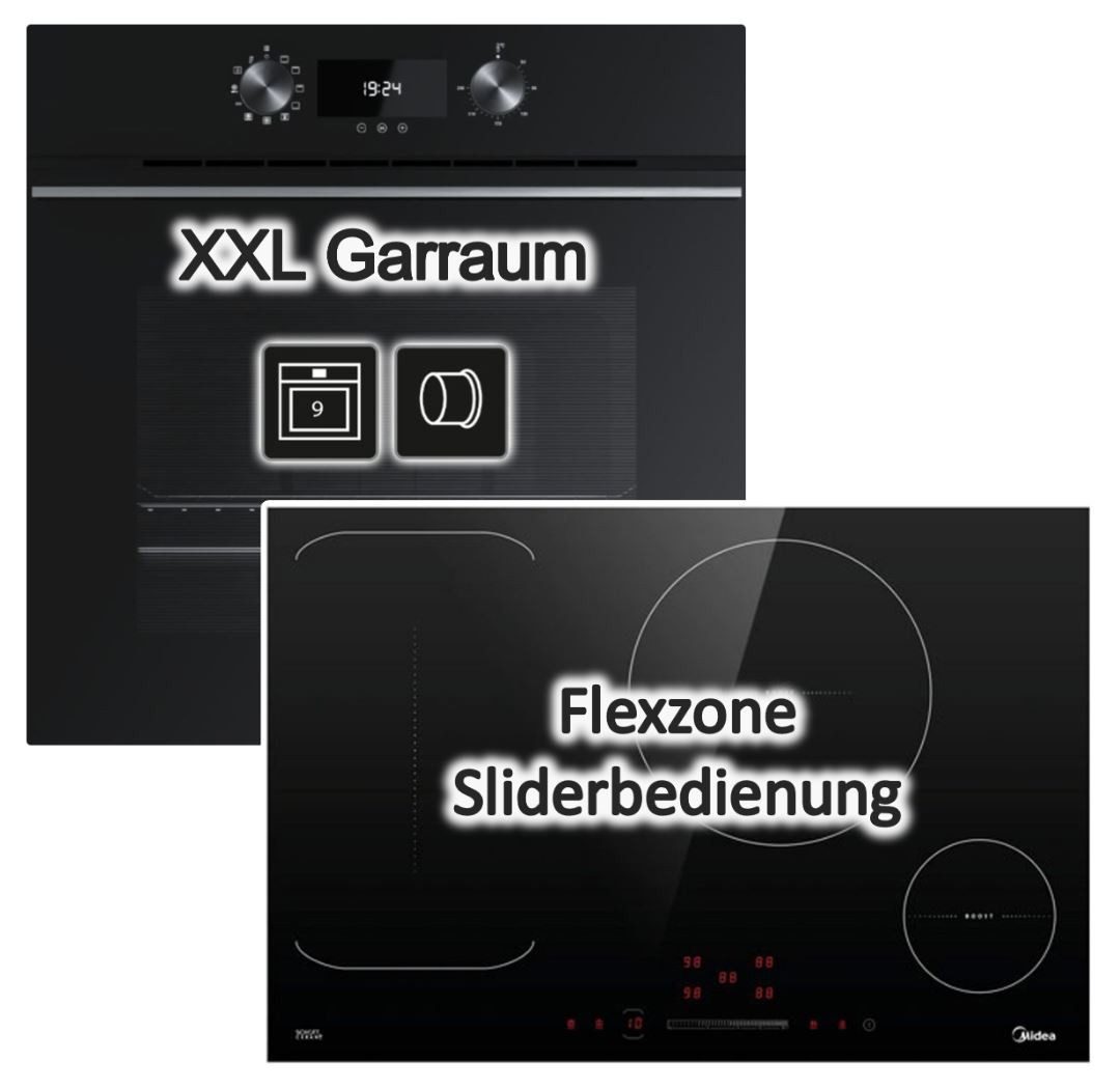 Küppersbusch Backofen-Set Teilauszug ÖkoClean 70 L + Midea Flex-Induktionskochfeld Booster 77cm
