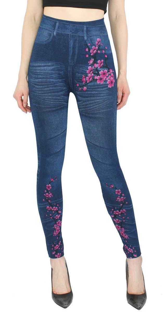 dy_mode Jeggings Damen Jeggings Leggings in Jeans Optik High Waist Jeansleggings Bequem mit elastischem Bund