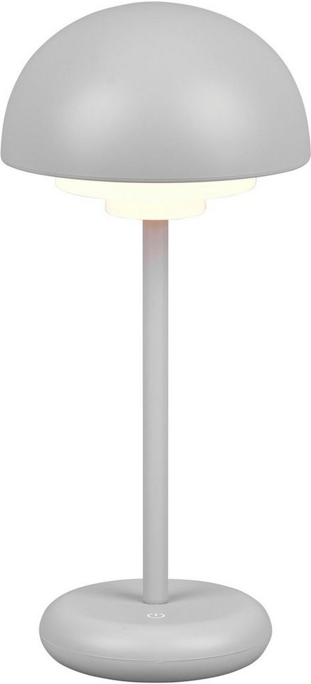 TRIO Leuchten LED Außen-Tischleuchte Elliot, USB-Anschluss mit Ladefunktion,  mehrere Helligkeitsstufen, LED fest integriert, Warmweiß, Outdoor Tischlampe  Pilzform 30cm, 4 Dimmstufen, Akku, USB-C Ladekabel, Höhe 30 cm / Ø 13 cm