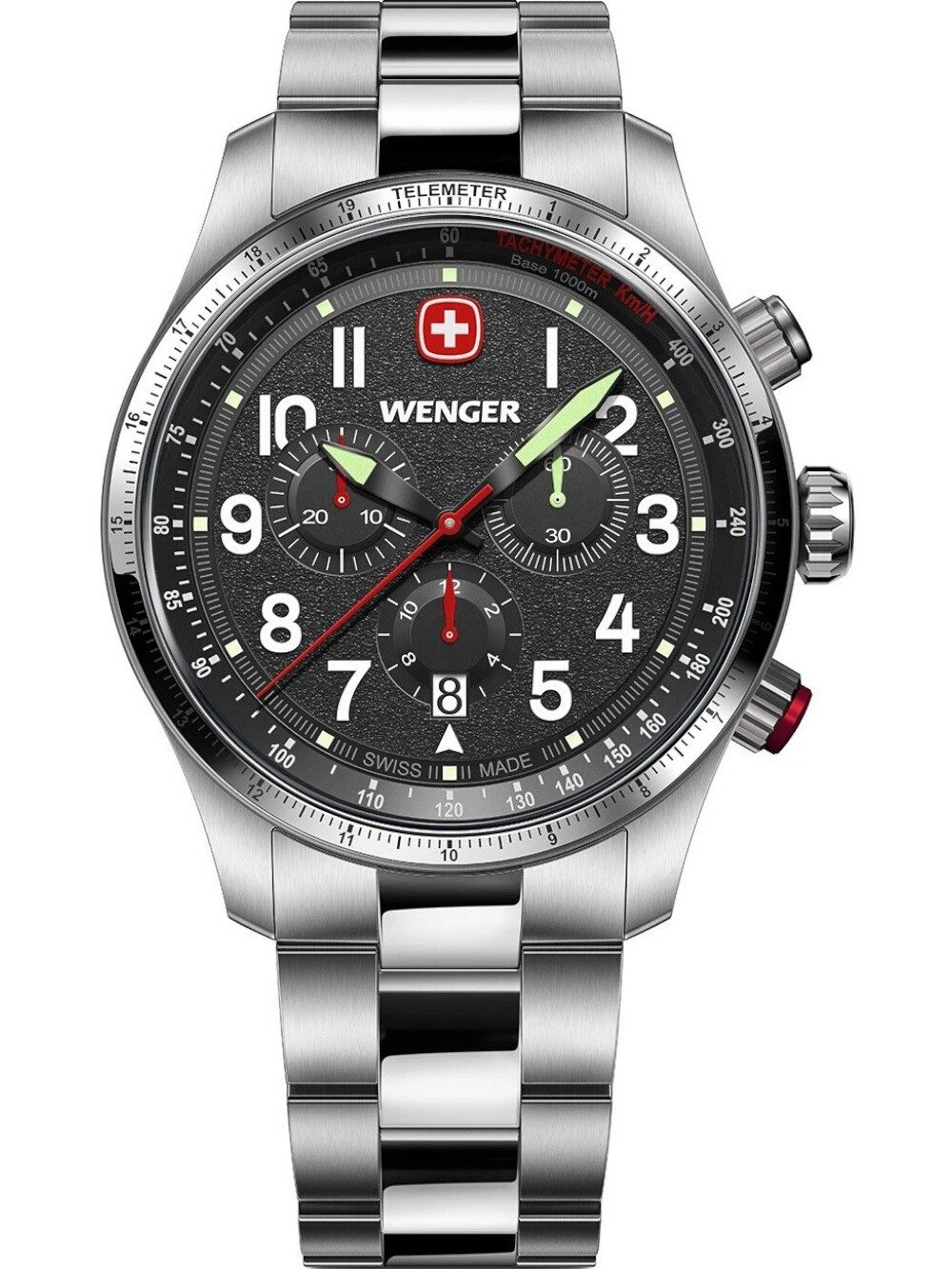 Wenger Quarzuhr Wenger 01.0543.111 Herrenuhr Terragraph Chrono 43mm 10ATM Wenger 01.0543.111 Herrenuhr Terragraph Chrono 43mm 10ATM