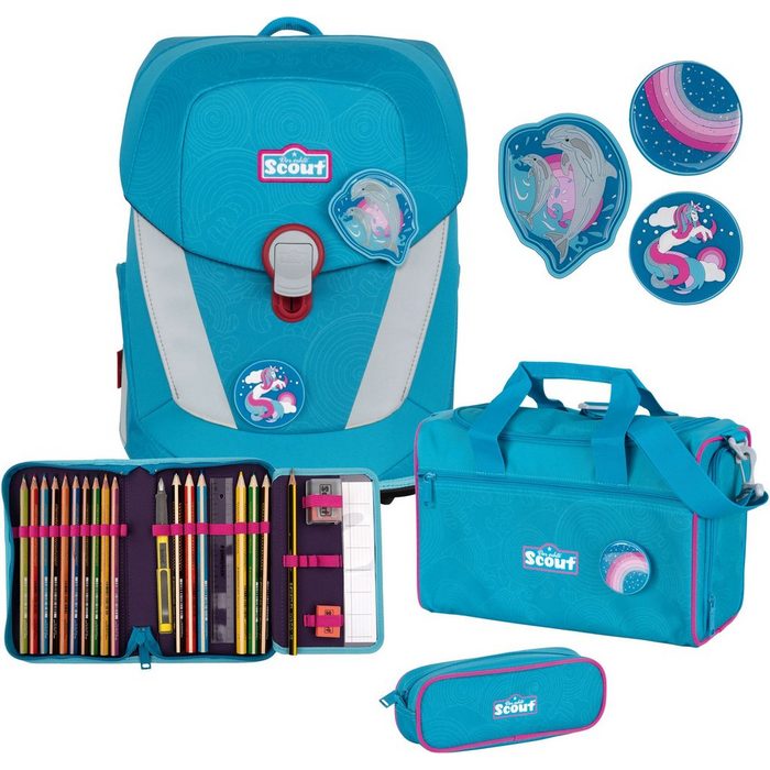 Scout Schulranzen Sunny II Dolphins (Set) ent. recyceltes Material (Global Recycled Standard); bluesign® PRODUCT
