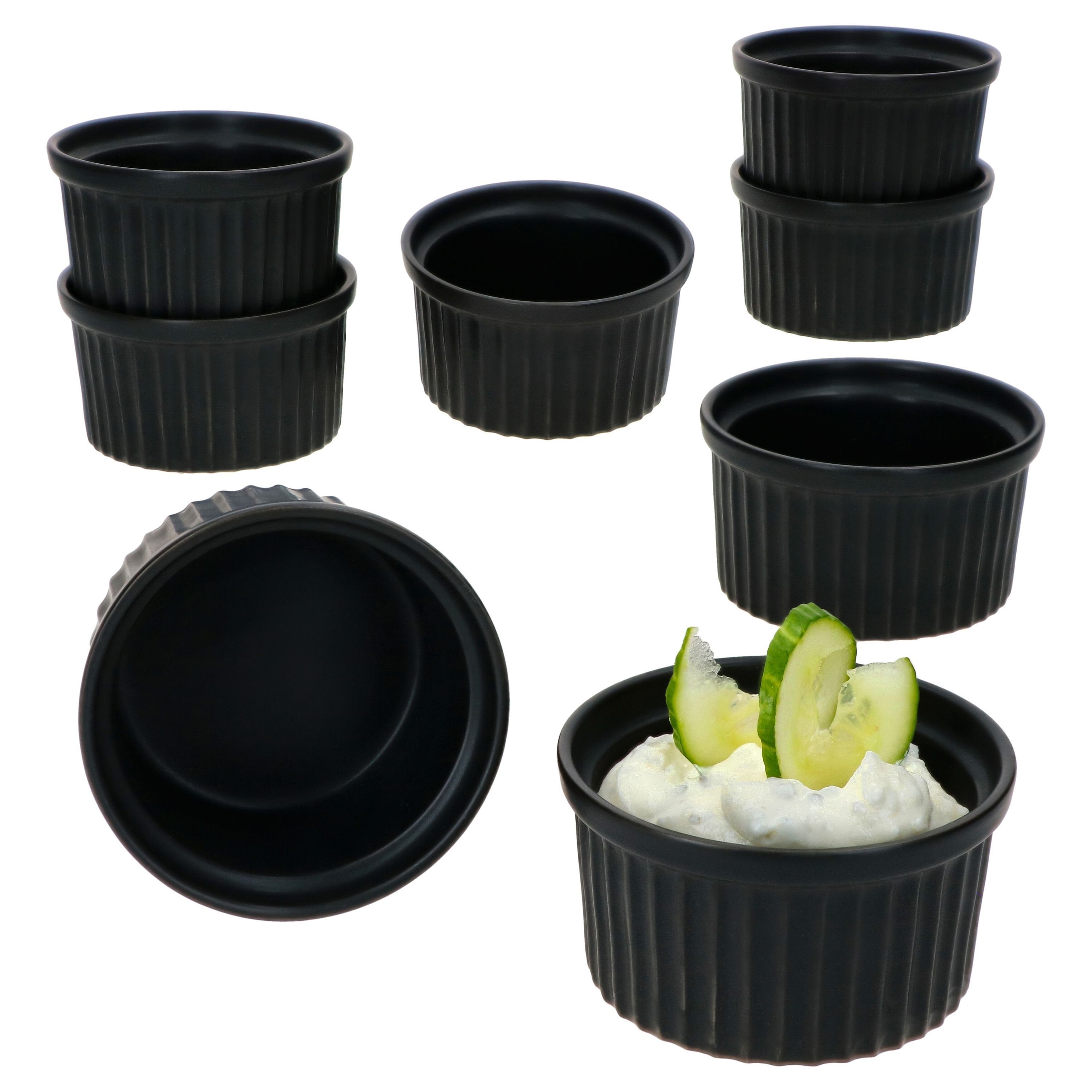 MamboCat Servierschale 8er Set Creme Brulee Schale NERO 9x5cm schwarz - 24302121, Steingut