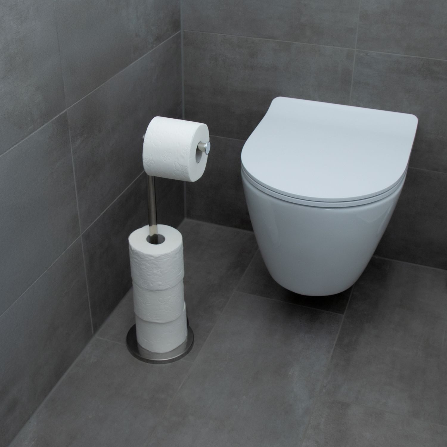 Intirilife Toilettenpapierhalter (1-St), Freistehende Toilettenpapierhalterung Papierrollenständer - Höhe 55 cm – Bild 5 von 5
