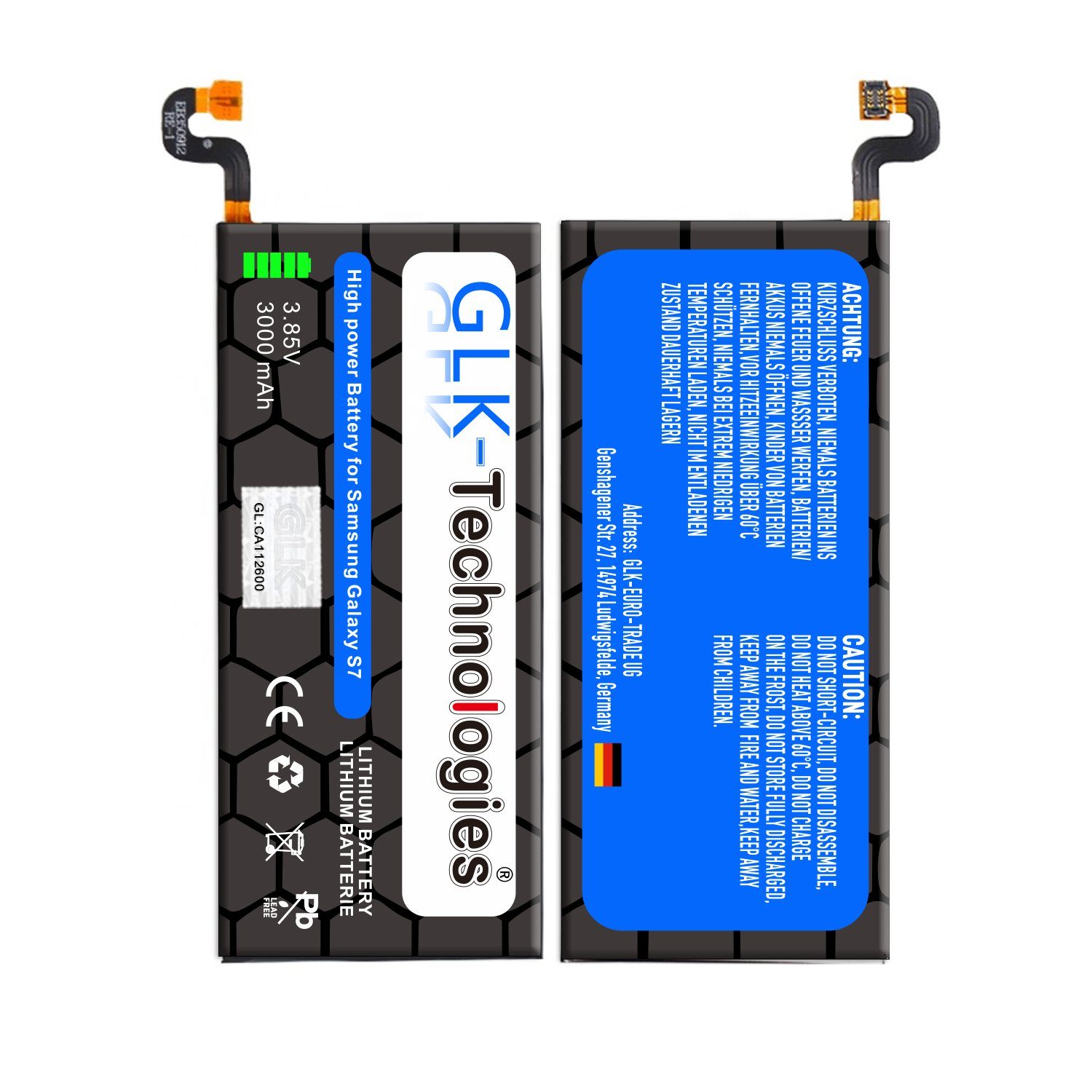 GLK-Technologies High Power Ersatzakku kompatibel mit Samsung Galaxy S7 SM-G930F, Original GLK-Technologies Battery, accu, 3000 mAh Akku, ersetzt BG-EB930ABE Ohne Set Smartphone-Akku 3000 mAh