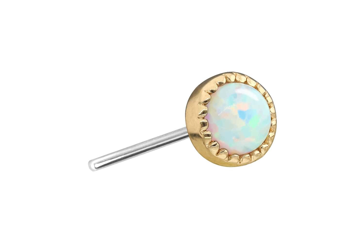 PIERCINGLINE Piercing-Set 14 Karat Gold Aufsatz mit Titan Push Pin SYNTEHTISCHER OPAL (Push Pins, 1-tlg)