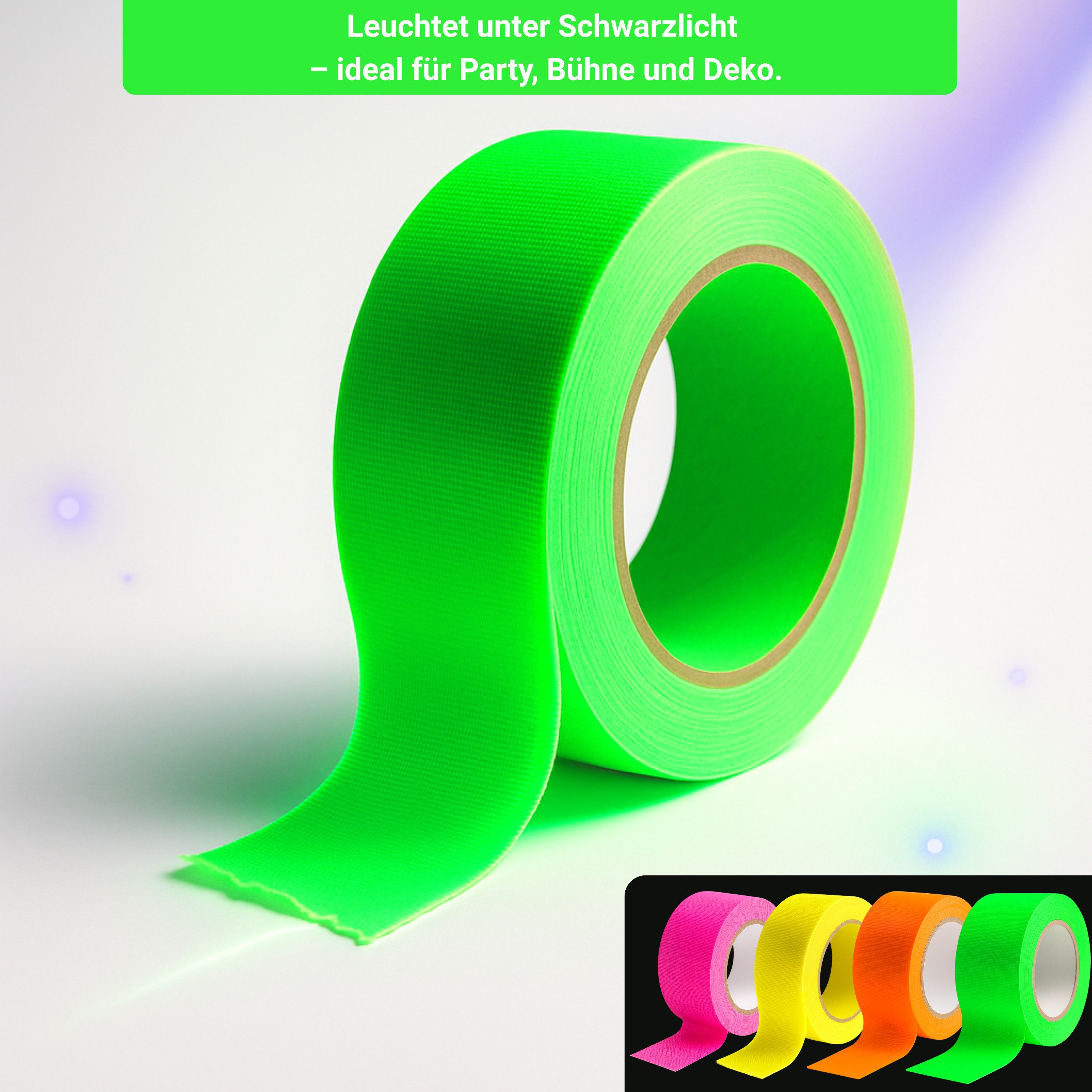 varivendo Klebeband Gewebeband Neon Grün 19mm 25m UV-aktiv (Rolle, 1-St., G günstig online kaufen
