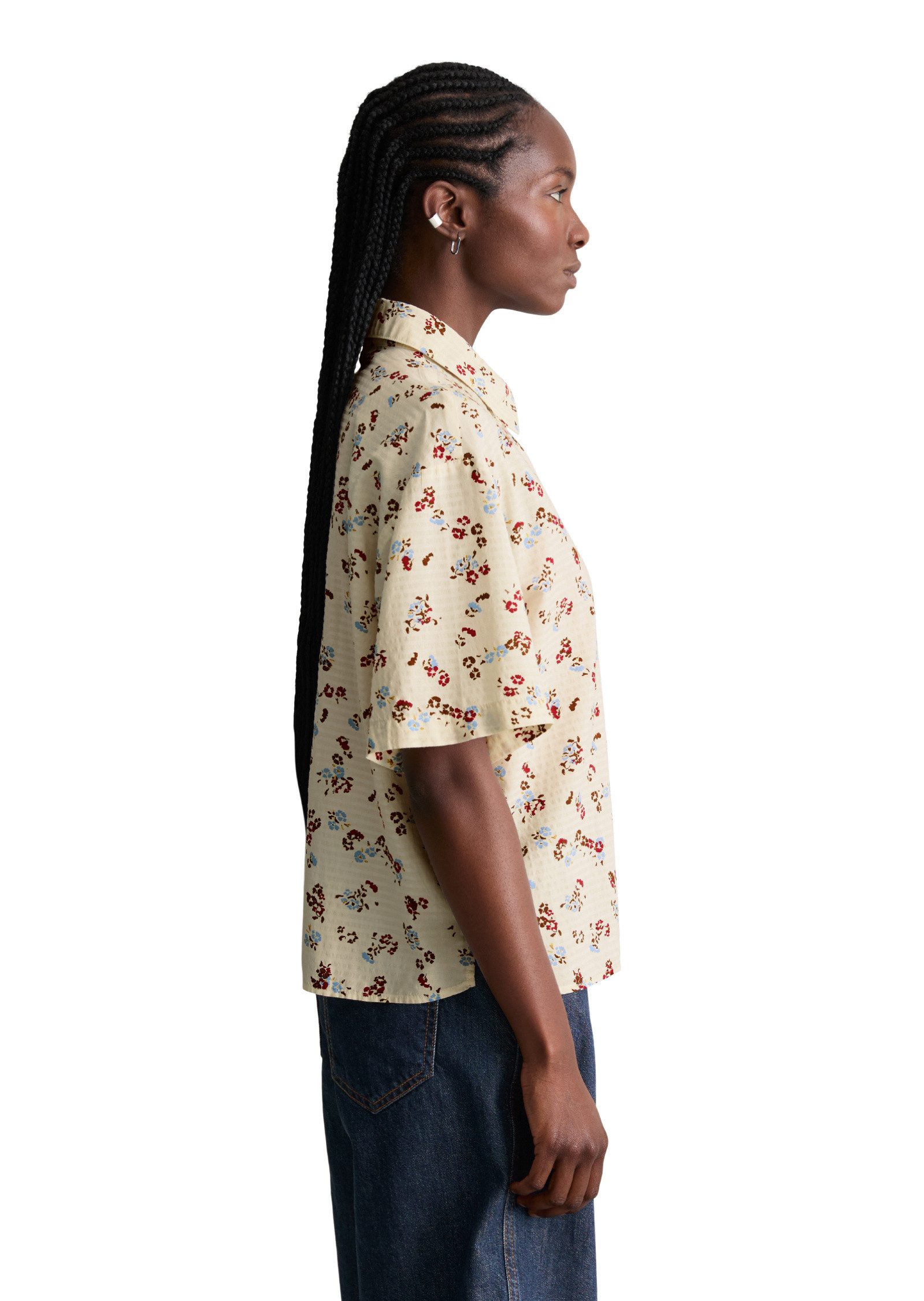 Marc O'Polo DENIM Kurzarmbluse aus LENZING™ ECOVERO™-Baumwolle-Mix