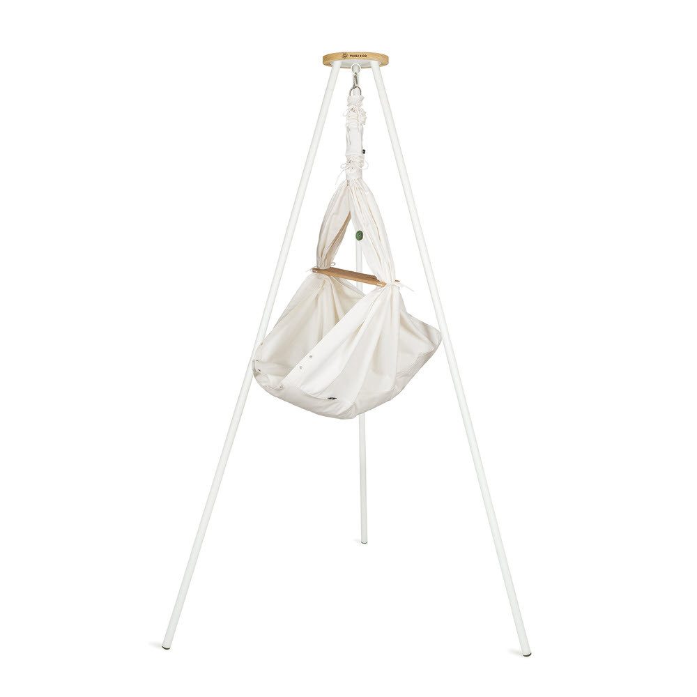 PAULI & CO® Babywippe Premium Federwiege Kreide mit Gestell (SMART) (Ohne Motor)