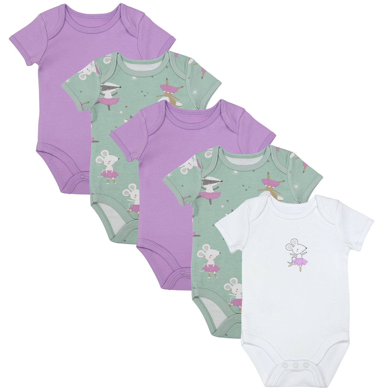 Schlummersack Kurzarmbody Bio Baby-Bodys kurzarm 5er-Pack OEKO-TEX zertifiziert