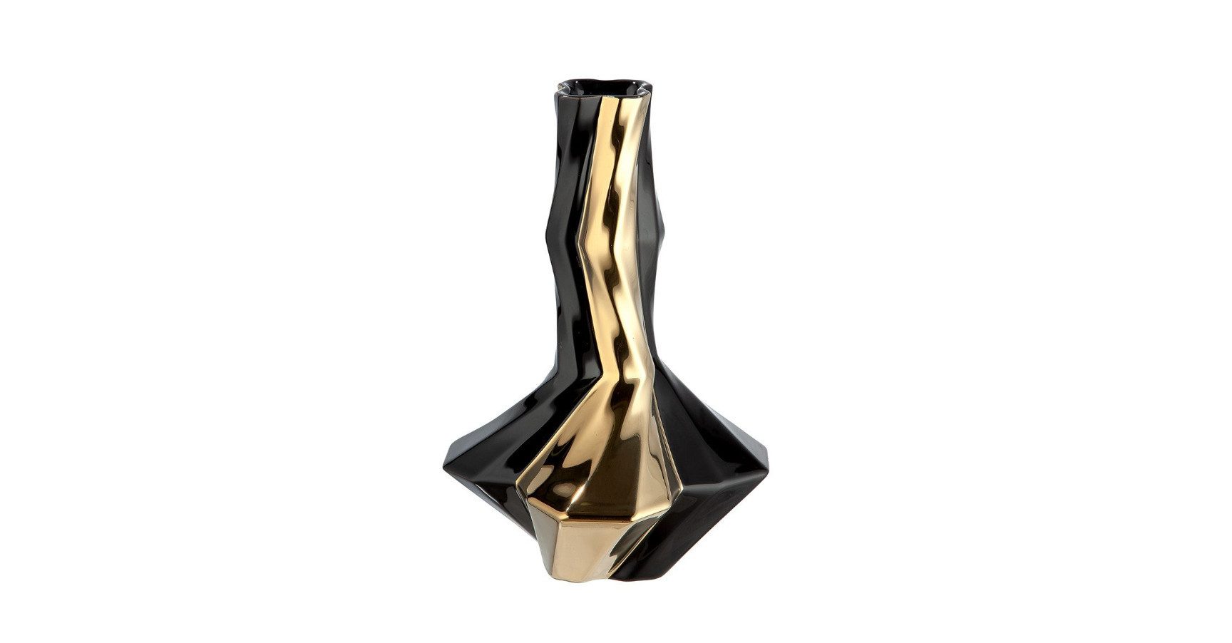 GILDE Dekovase Vase Canto schwarz-gold aus Keramik