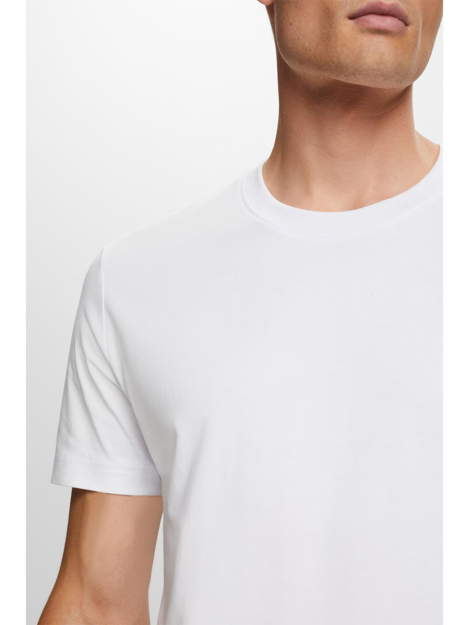 Esprit T-Shirt Rundhals-T-Shirt aus Pima-Baumwolljersey (1-tlg) WHITE