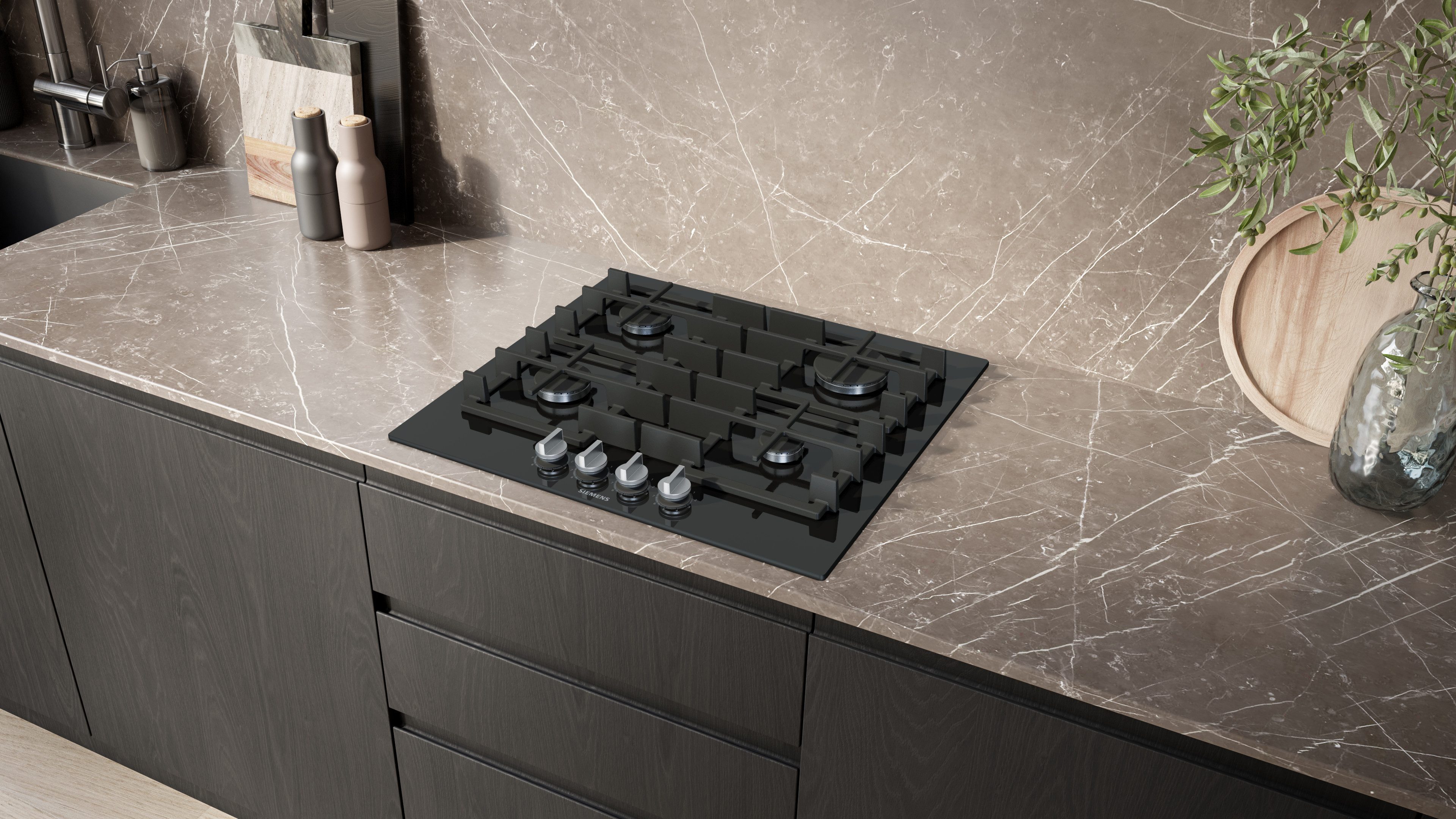 SIEMENS Gas-Kochfeld iQ700 ER6A6PH40, Präzise stepFlame Technologie & komfortables cookConnect System