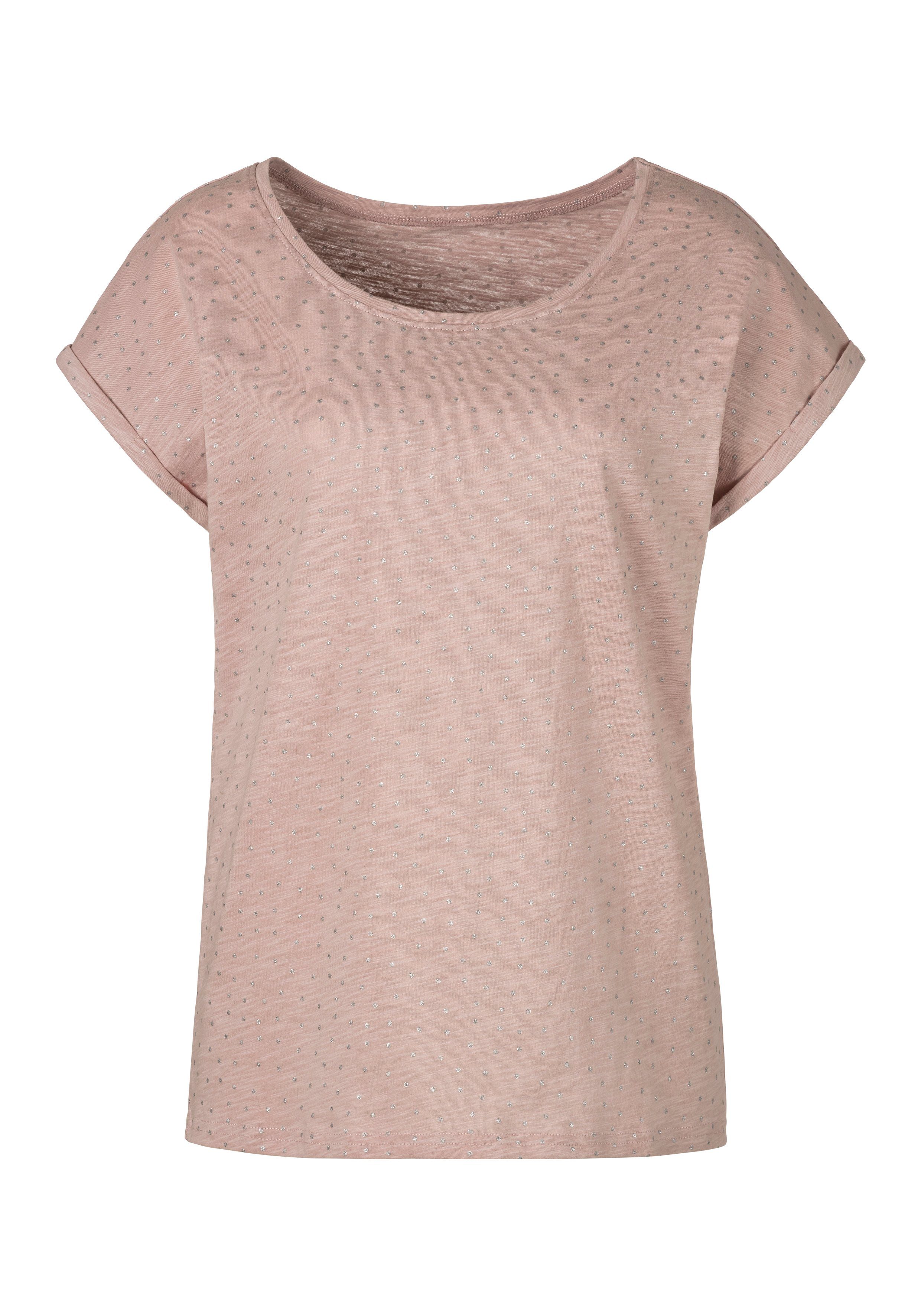 Vivance Kurzarmshirt "mit silbrigen Glitzerpünktchen", (2er-Pack), aus weic günstig online kaufen