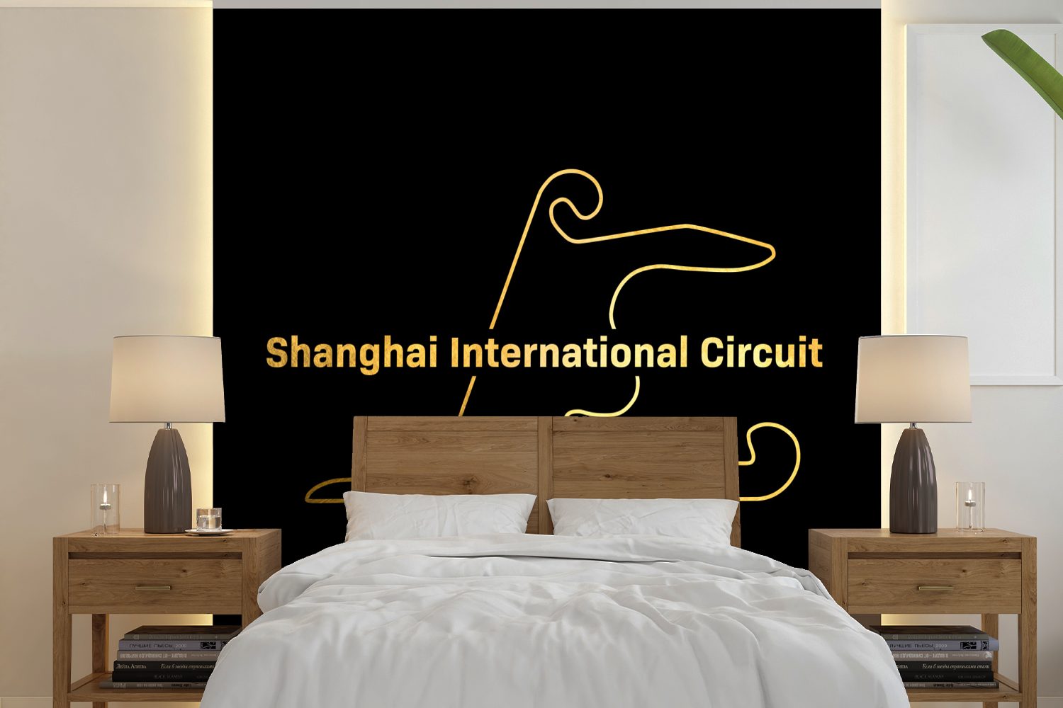 MuchoWow Fototapete Formel 1 - China - Rennstrecke, Matt, bedruckt, (5 St), Vinyl Tapete für Wohnzimmer oder Schlafzimmer, Wandtapete