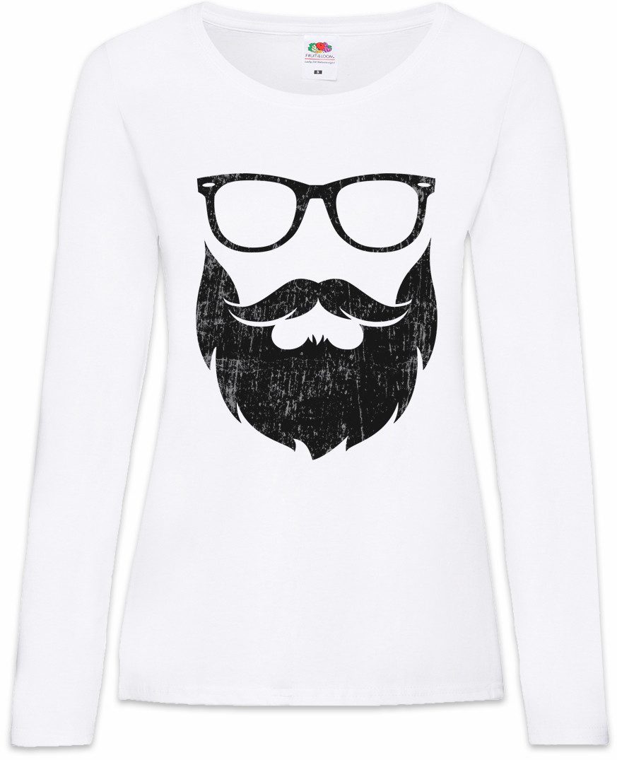 Urban Backwoods Langarmshirt Nerd Hipster Damen Langarmshirt Barber Bart Beard Glasses Brille (1-tlg) Glasses Nerd Geek Freak